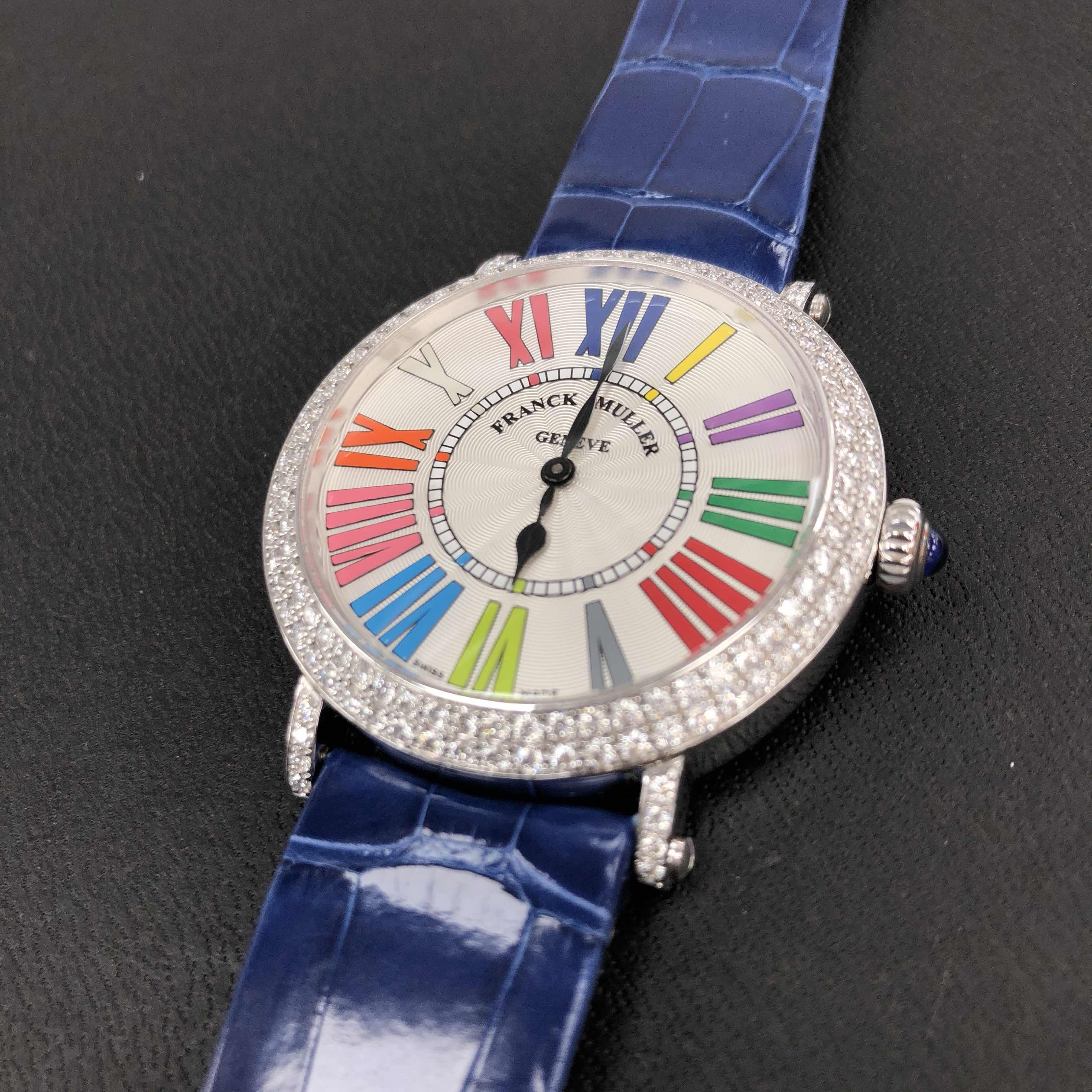 Franck Muller 8038 QZ COL DRM R D (OG) ROUND Quartz 18kt White Gold & Diamond