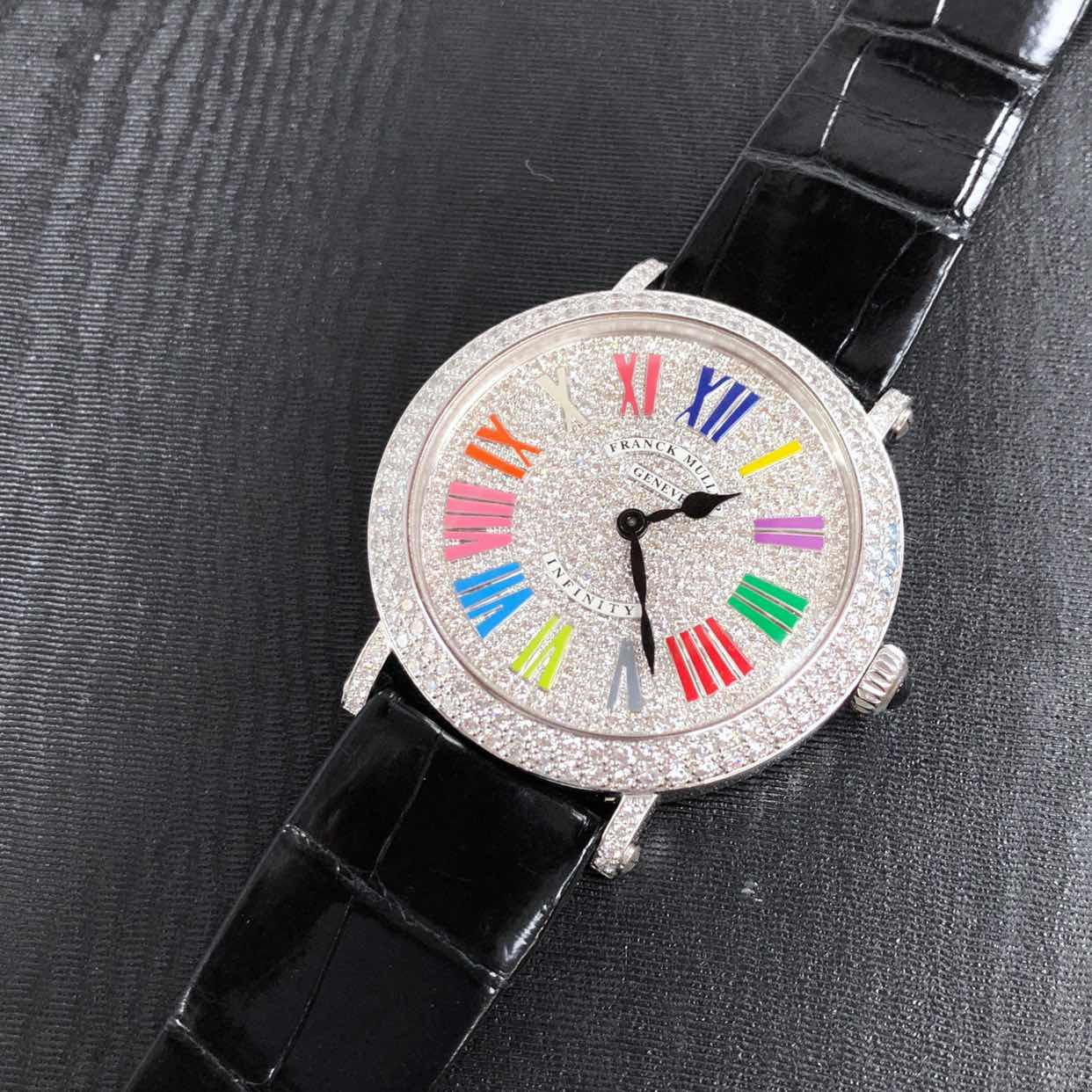 Franck Muller 8038QZCOLDRMRDCD(OG) ROUND Quartz 18kt White Gold & Diamond