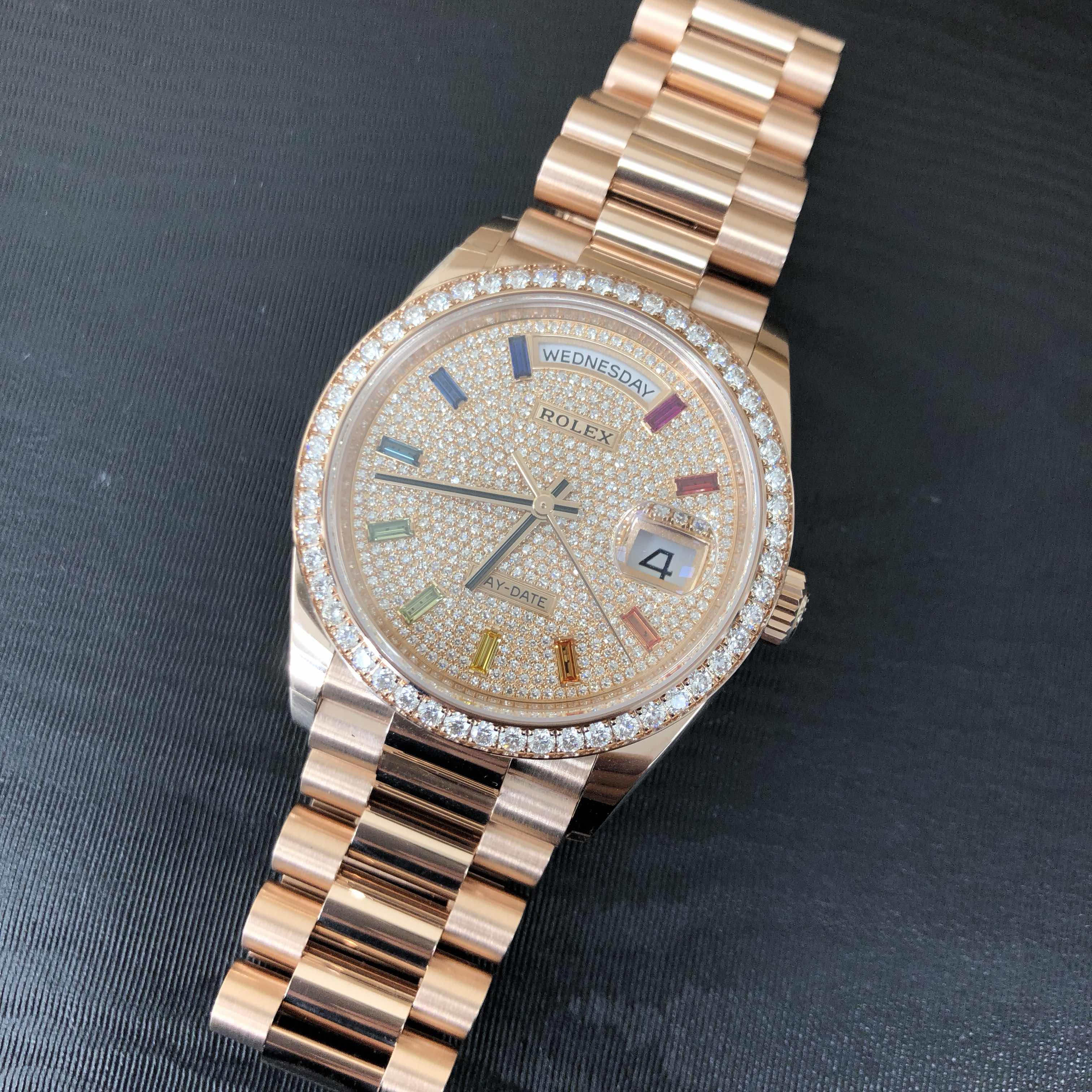 Rolex 128345RBR-0042 DAY-DATE Automatic 18kt Rose Gold & Diamonds