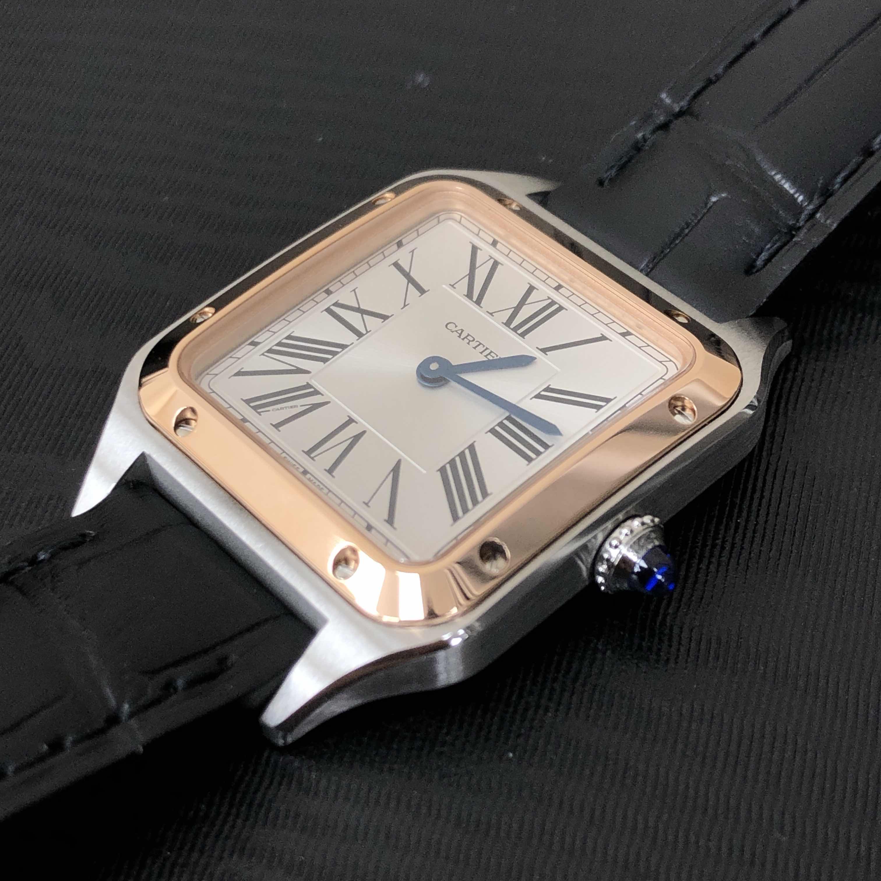 Cartier W2SA0012 SANTOS Quartz 18kt Rose Gold & Steel