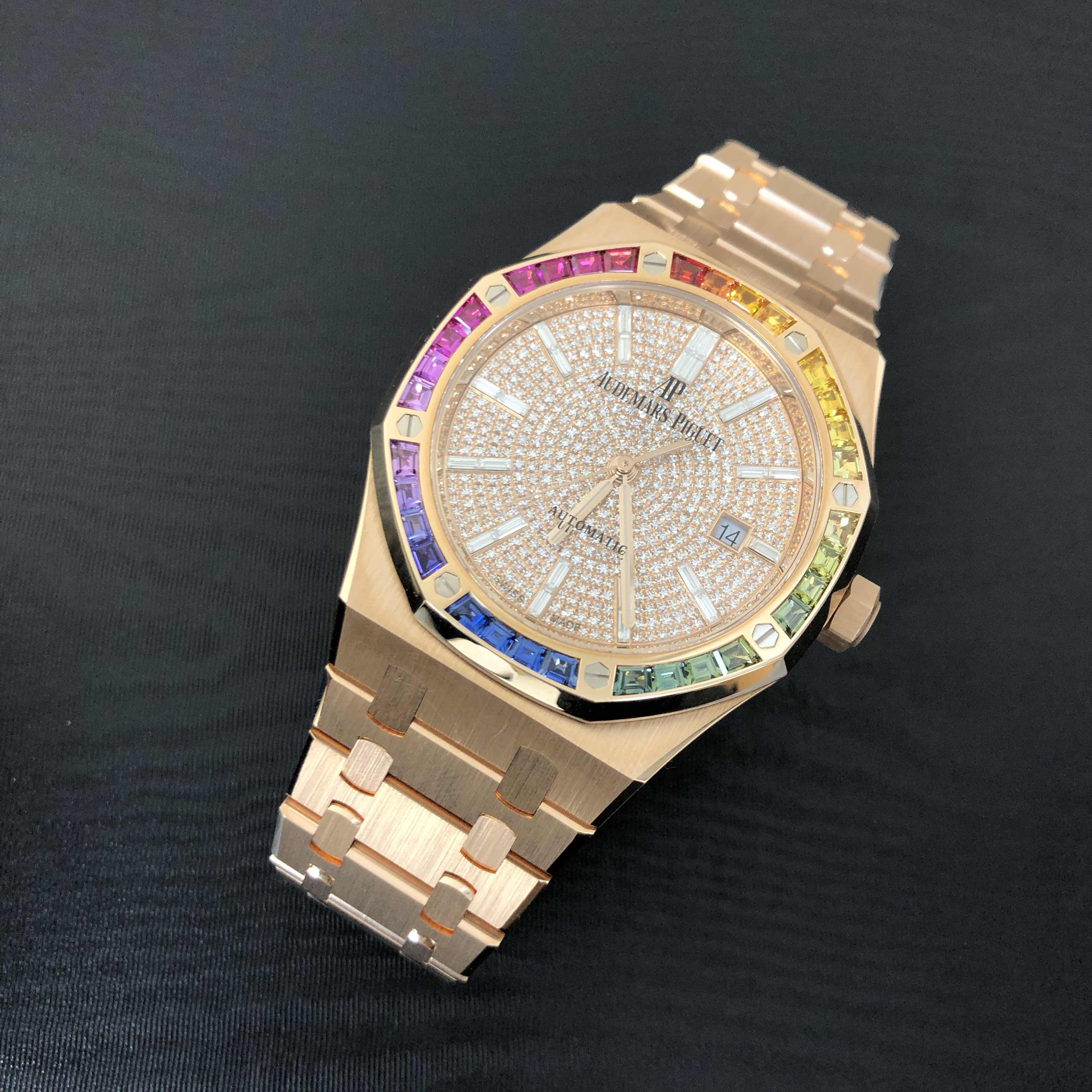 Audemars Piguet 15413OR.YY.1220OR.01 ROYAL OAK Automatic 18kt Rose Gold & Sapphire