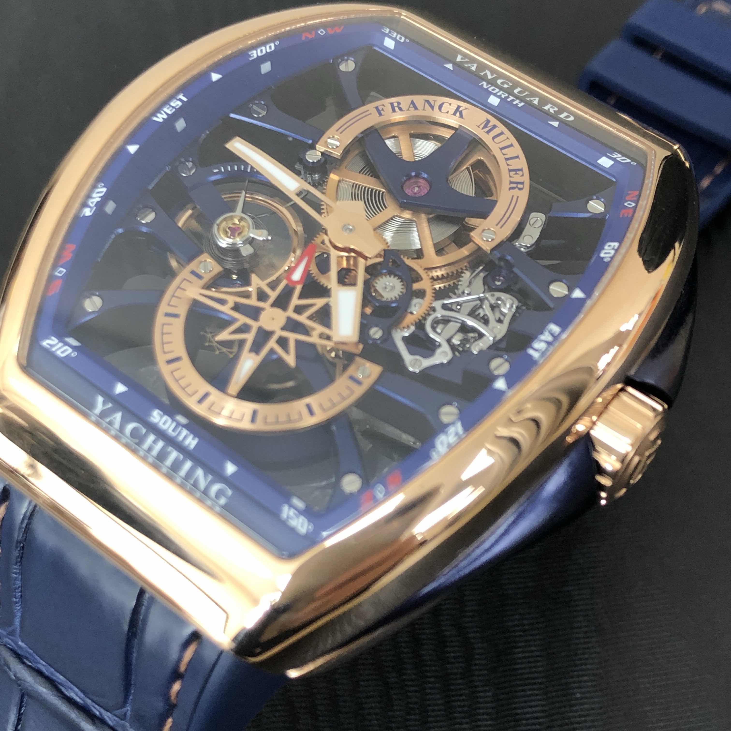 Franck Muller V 45 S6 SQT YACHTING ANC (5N.BL) VANGUARD Manual Wind 18kt Rose Gold