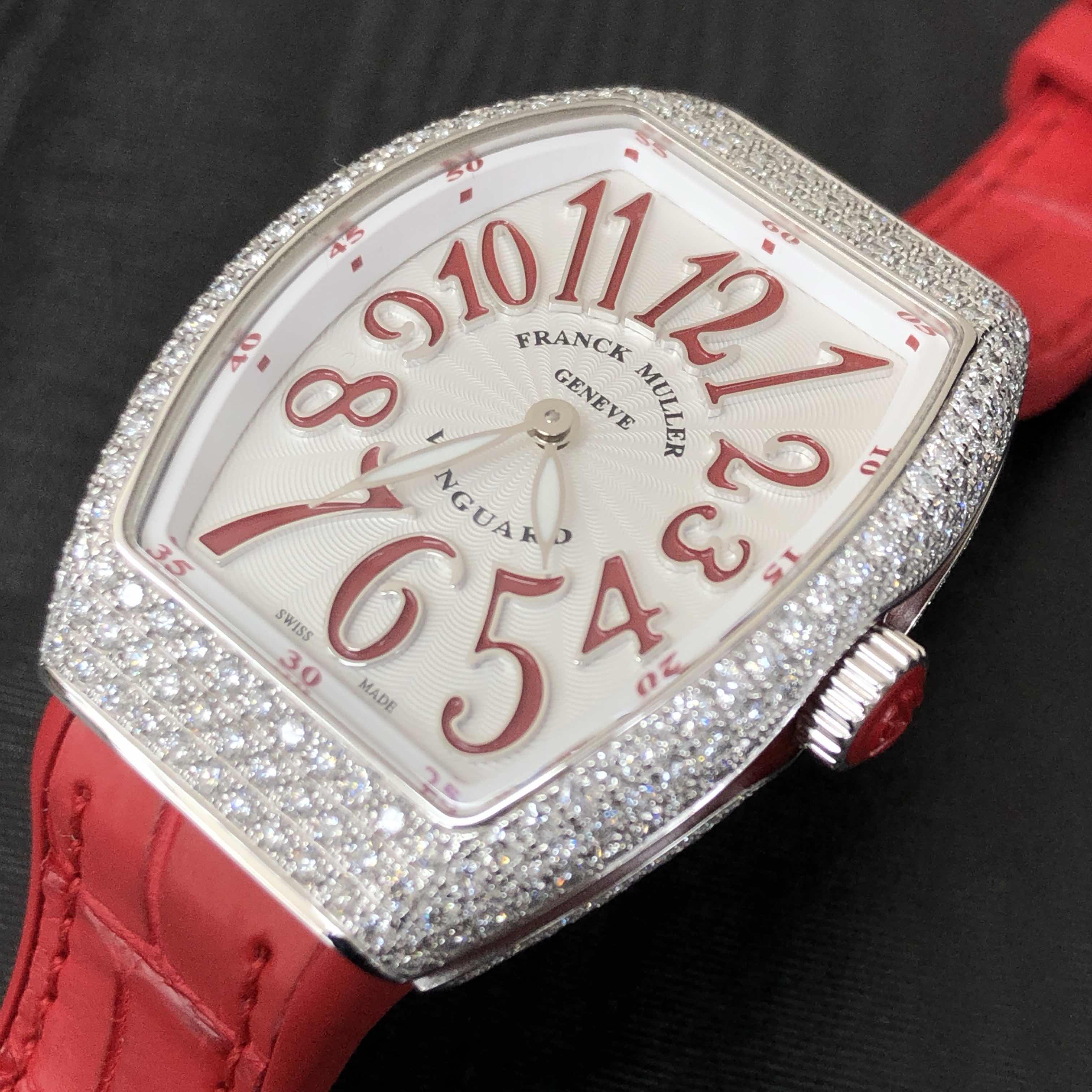 Franck Muller V 32 QZ D (AC.RG) VANGUARD Quartz Stainless Steel & Diamonds