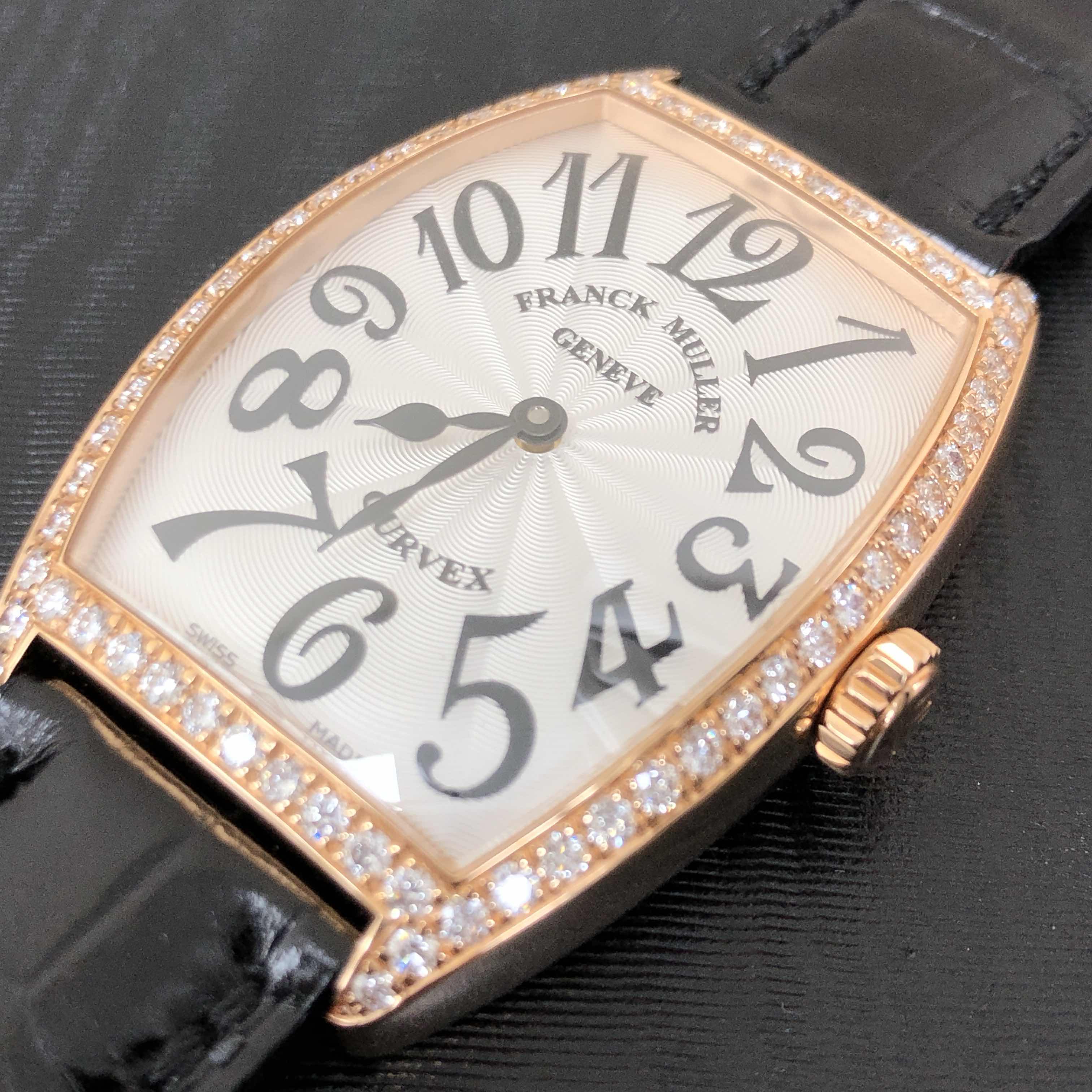 Franck Muller 2852 QZ D 1R (5N) - BLACK STRAP MASTER OF COMPLICATION Quartz 18kt Rose Gold & Diamonds