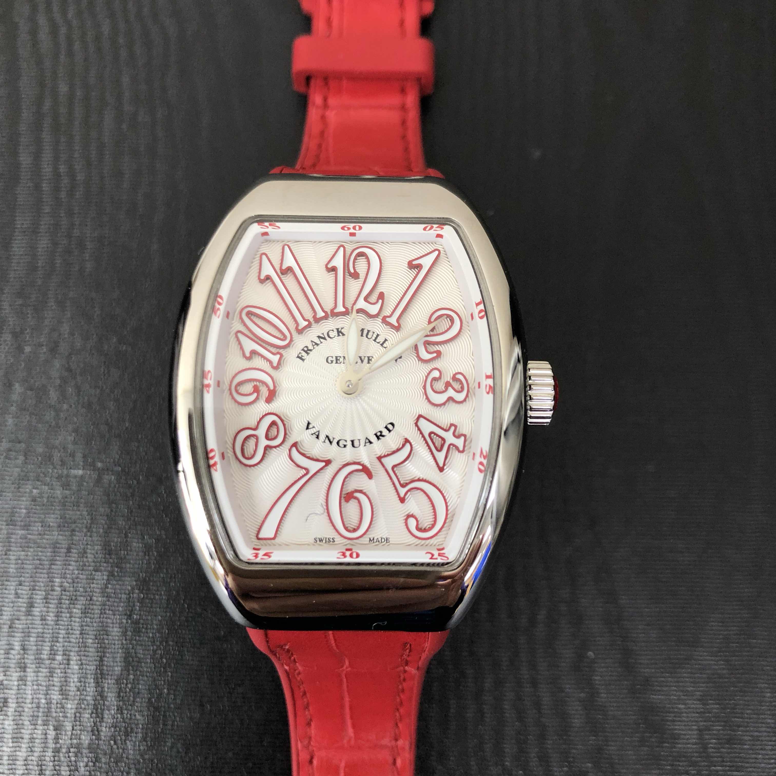 Franck Muller V 32 QZ (AC.RG) - WHITE VANGUARD Quartz Stainless Steel