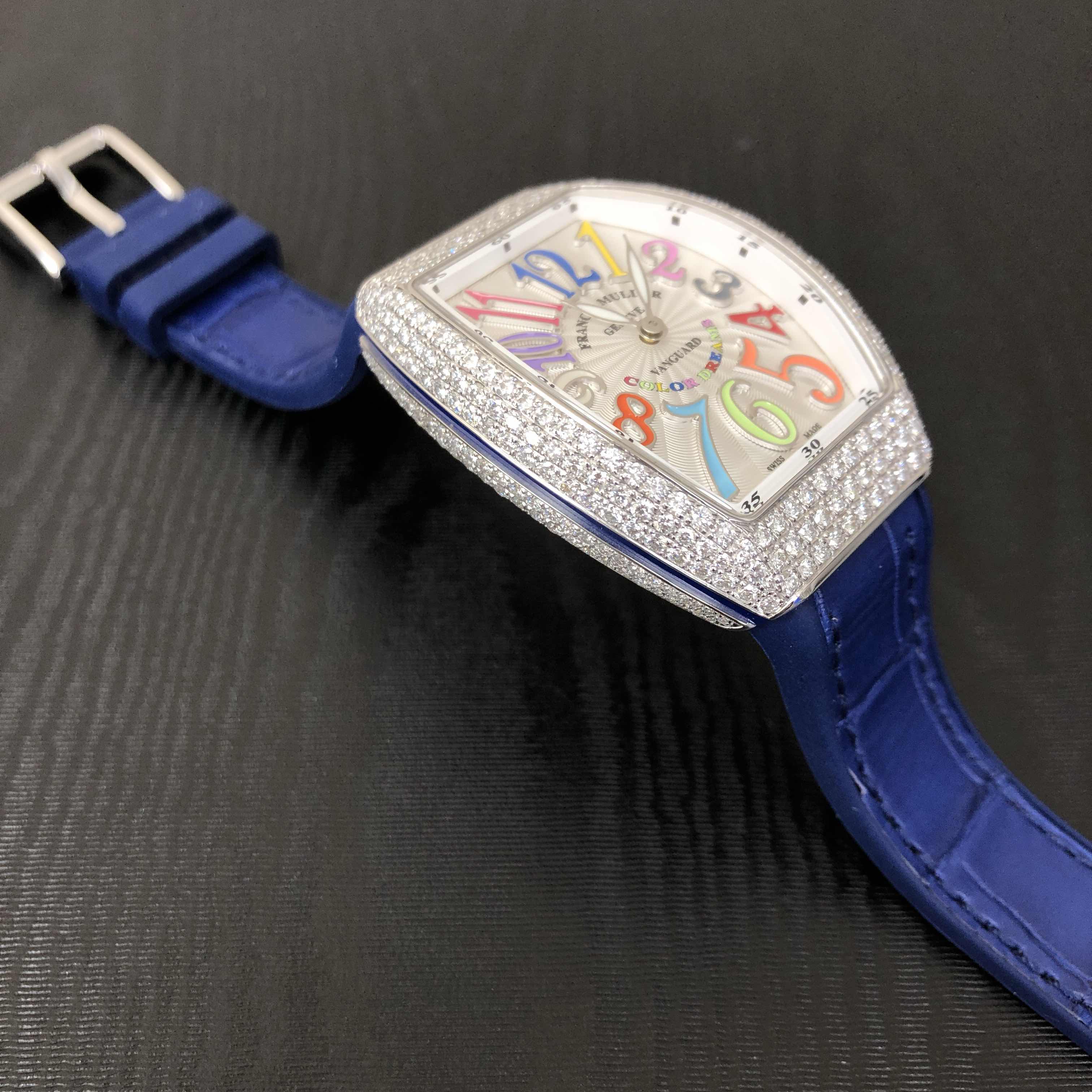 Franck Muller V 32 QZ D COL DRM (AC.BU) VANGUARD Quartz Stainless Steel & Diamonds