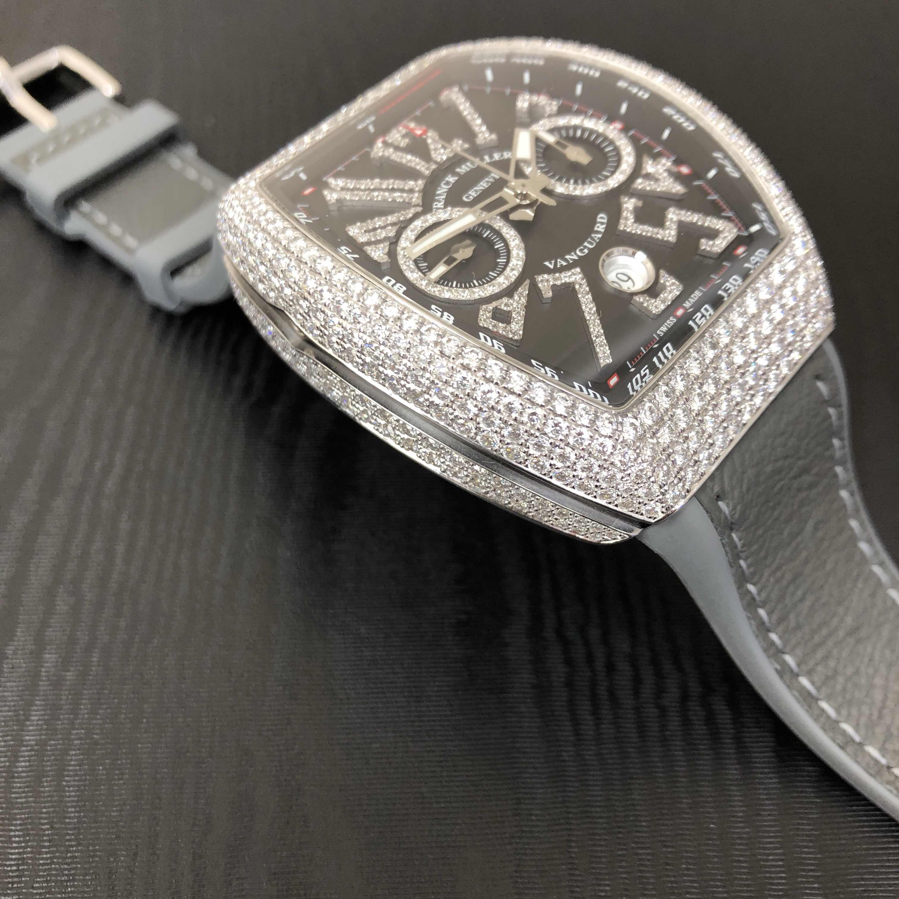 Franck Muller V 45 CC DT D NBR CD (AC.NR) VANGUARD Automatic Stainless Steel & Diamonds