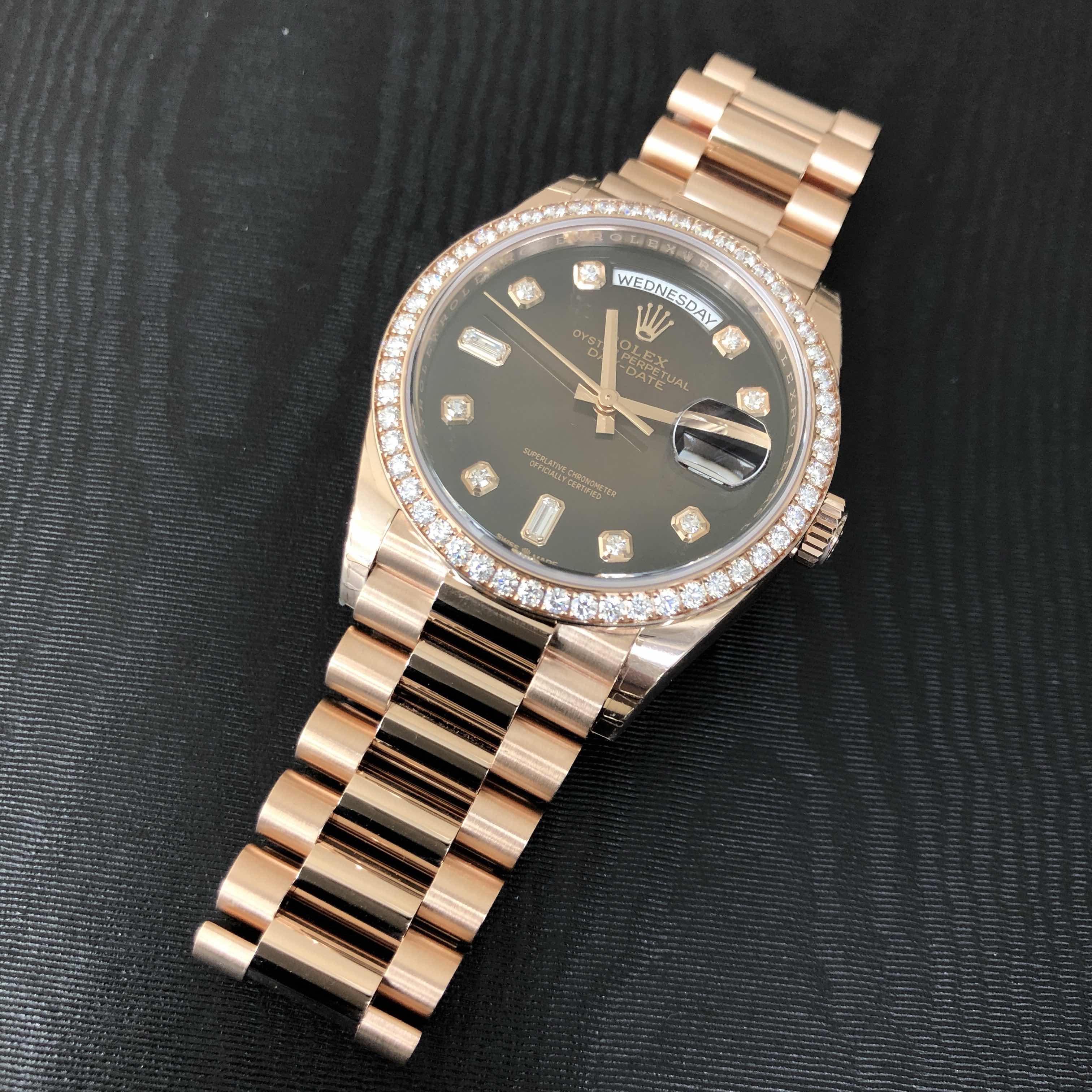 Rolex 128345RBR-0040 DAY-DATE Automatic 18kt Rose Gold & Diamonds