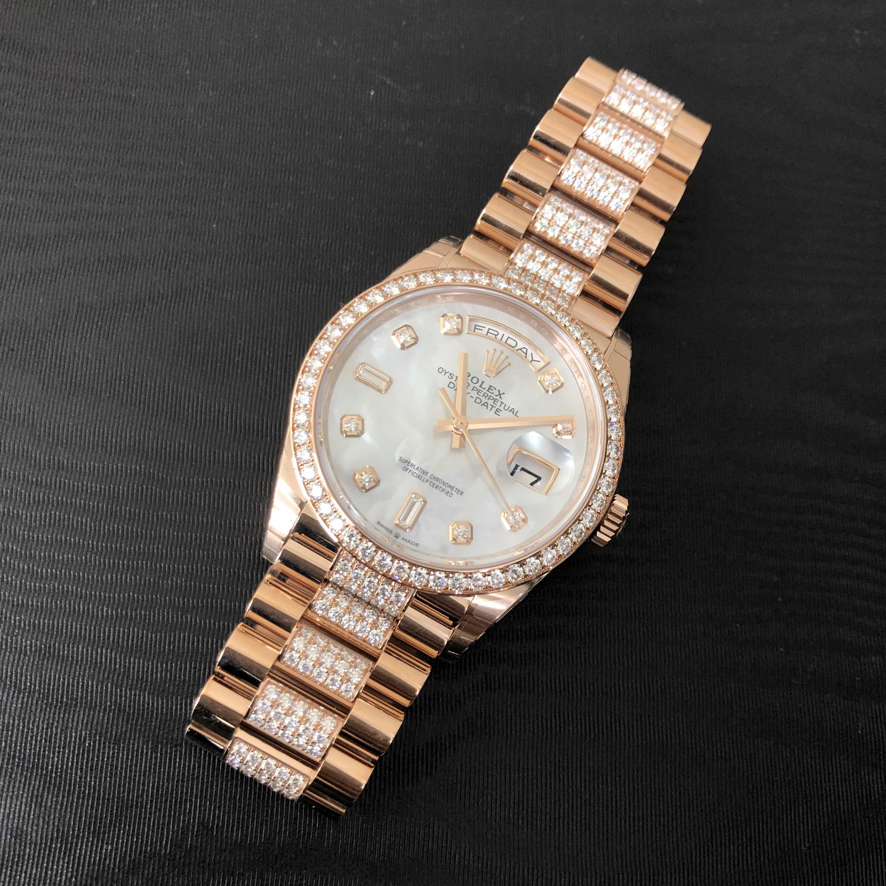 Rolex 128345RBR-0028 DAY-DATE Automatic 18kt Rose Gold & Diamonds