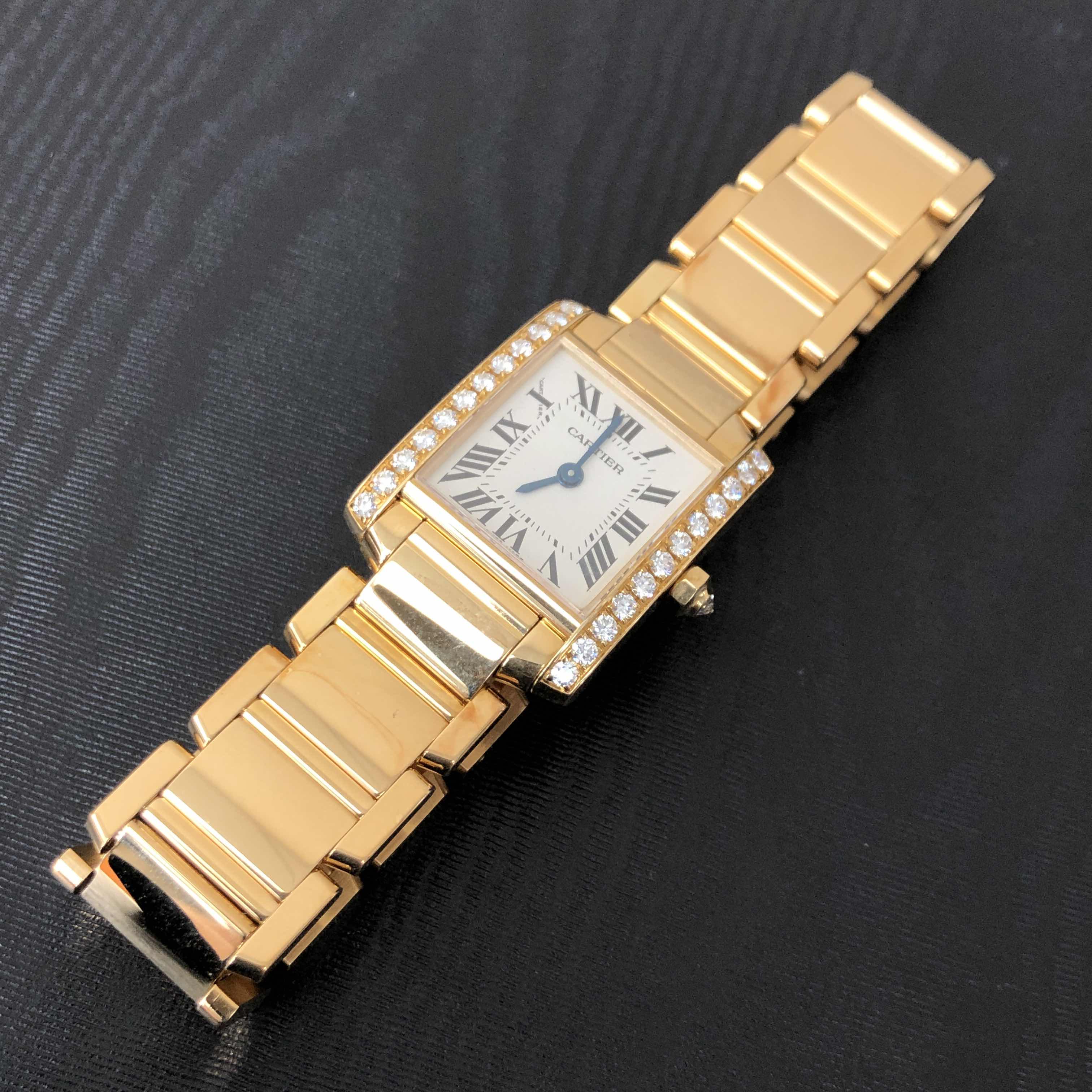 Cartier WE1001R8 TANK Quartz 18kt Gold & Diamond