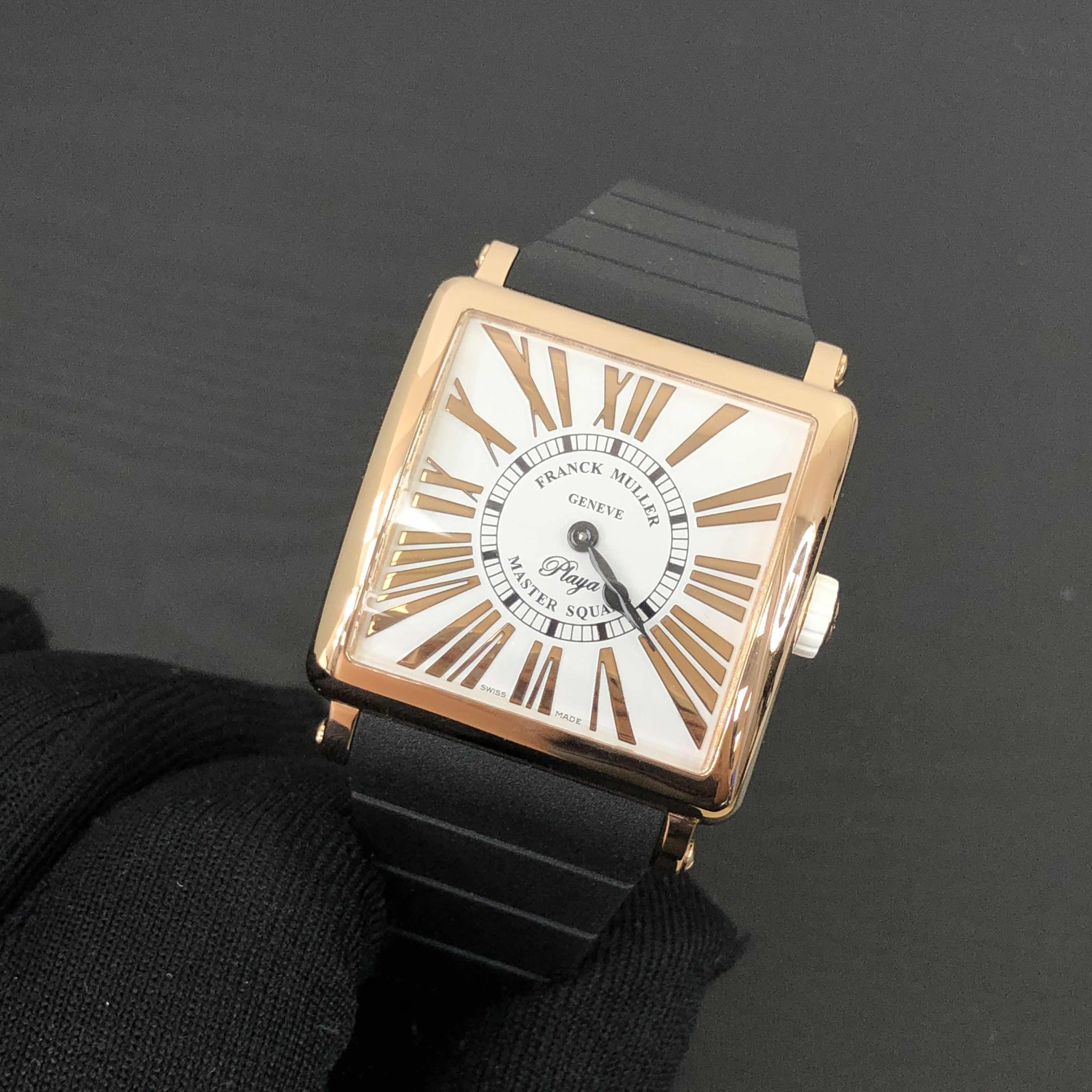 Franck Muller 6002 M QZ REL R PLY (5N)-BK STRAP MASTER SQUARE Quartz 18kt Pink Gold