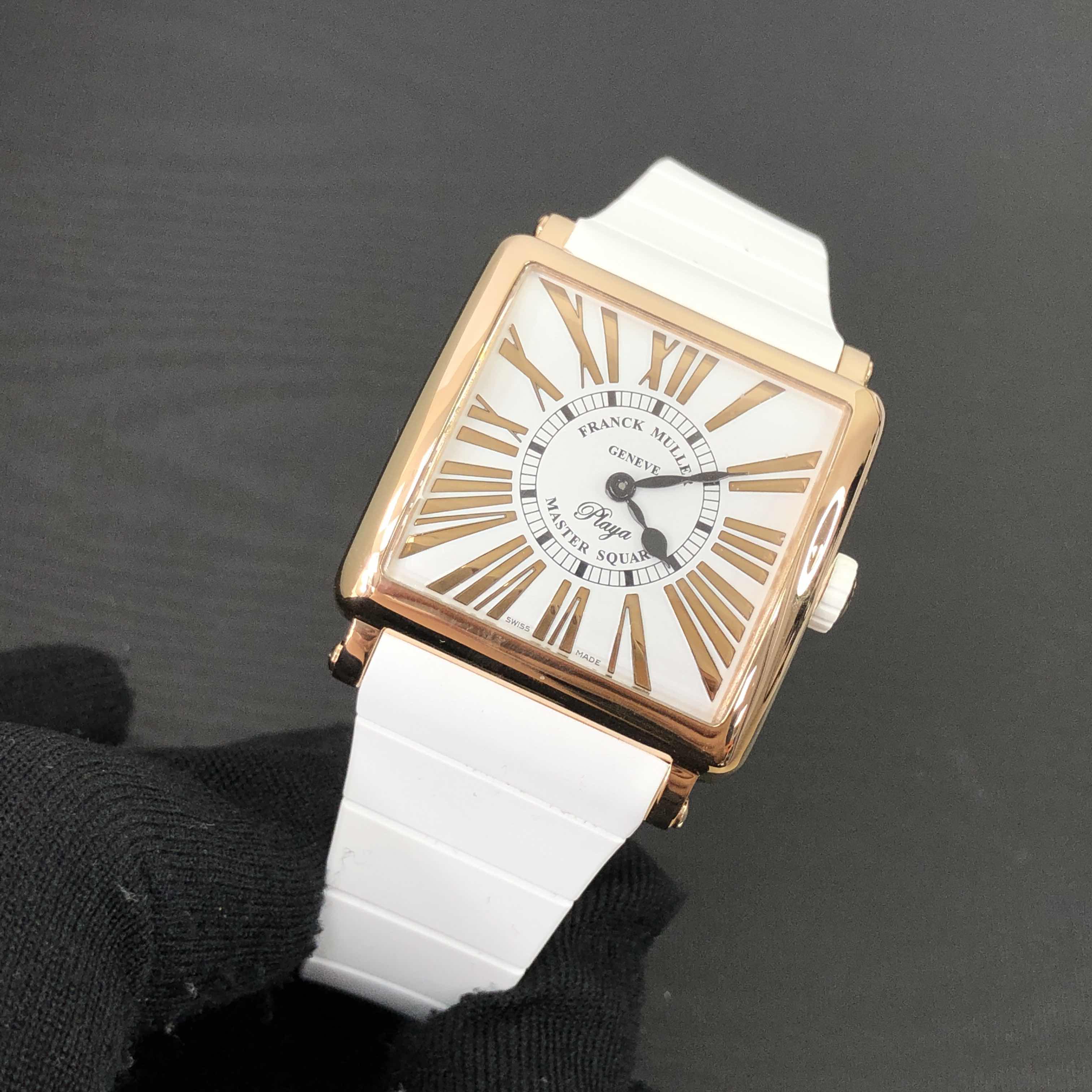 Franck Muller 6002 M QZ REL R PLY (5N)-WT STRAP MASTER SQUARE Quartz 18kt Rose Gold