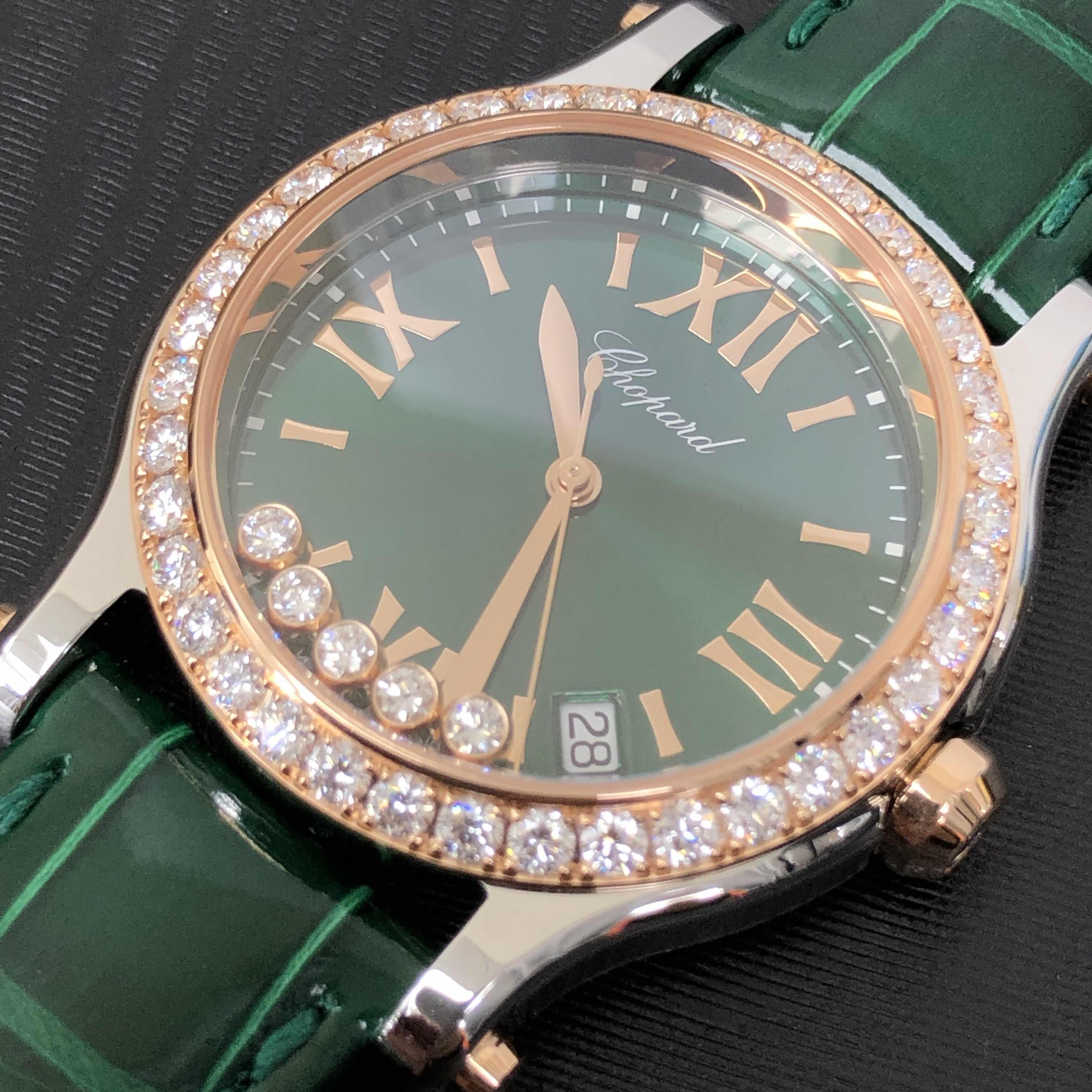 Chopard 278582-6007 HAPPY SPORT Quartz 18kt Rose Gold & Diamonds