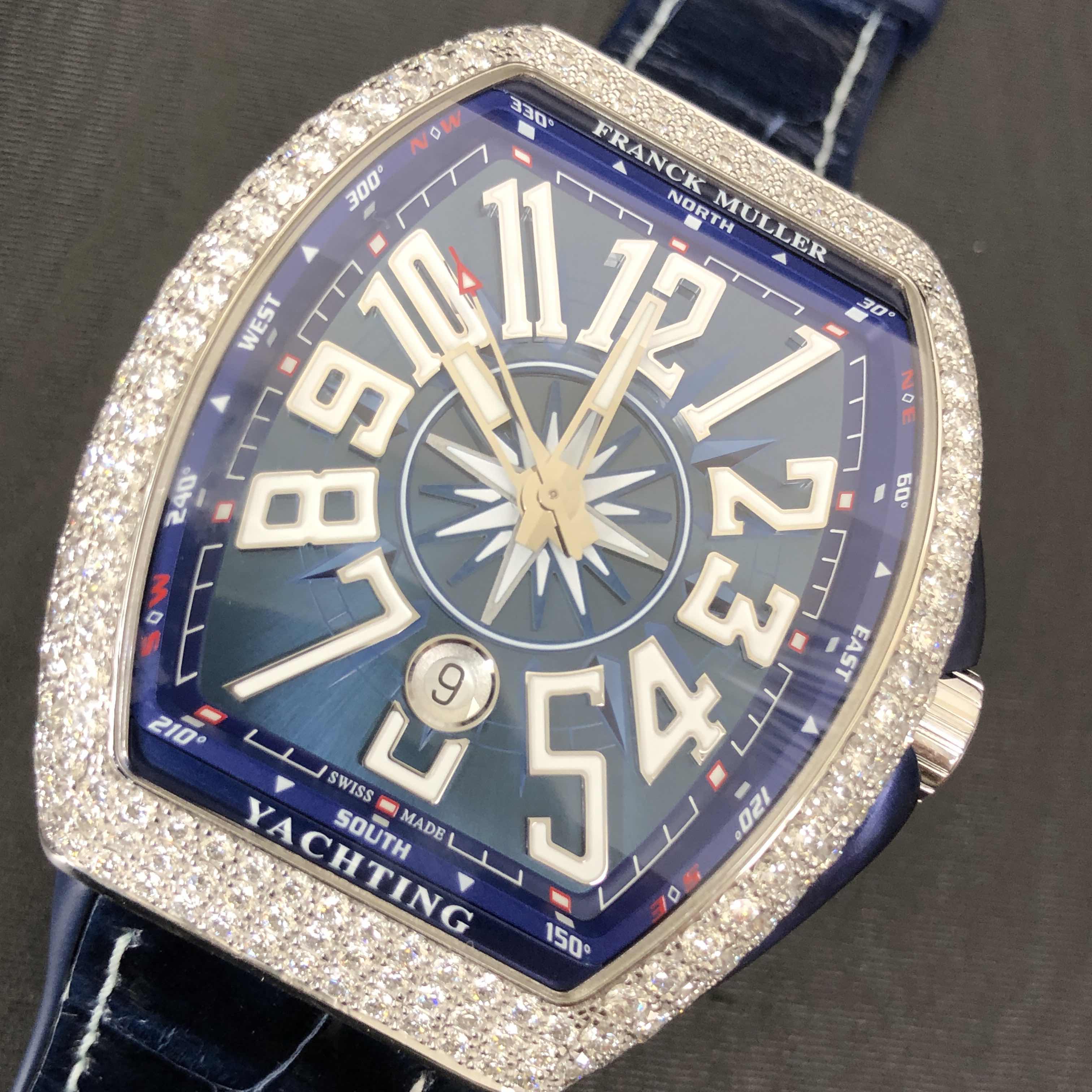 Franck Muller V 45 SC DT D YACHTING (AC.BL) VANGUARD Automatic Stainless Steel & Diamonds