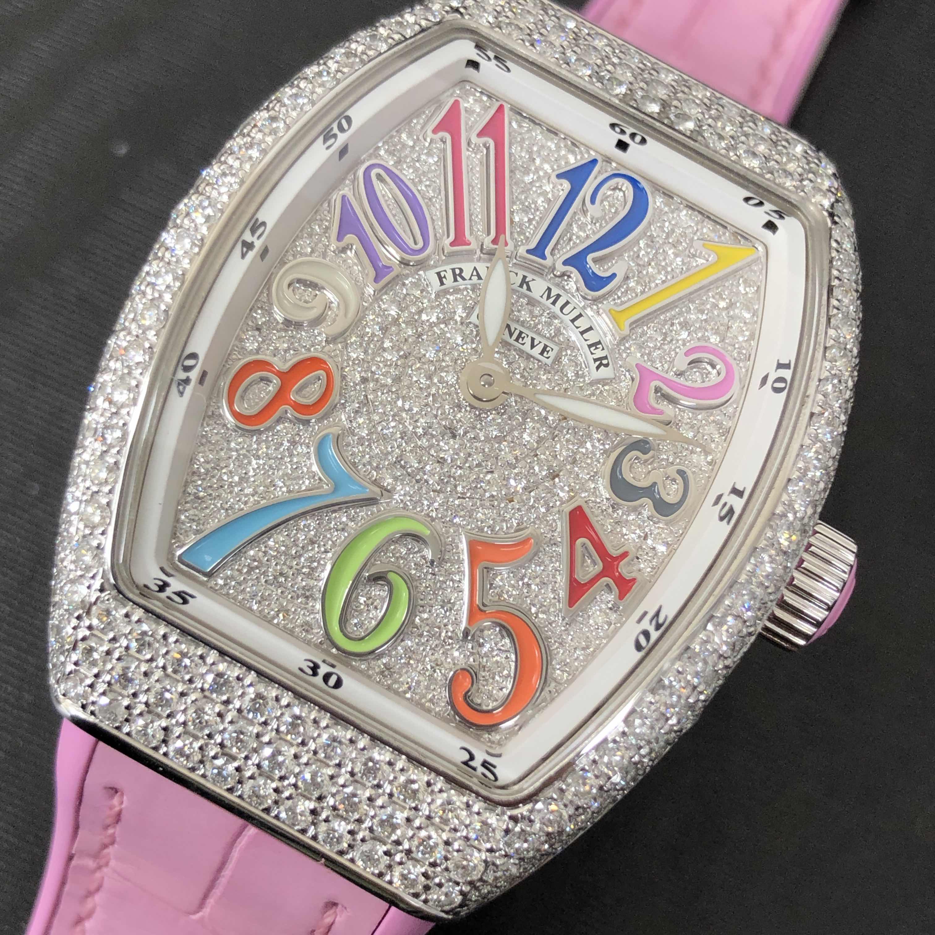Franck Muller V 32 QZ D CD COL DRM (AC.RS) VANGUARD Quartz Stainless Steel & Diamonds