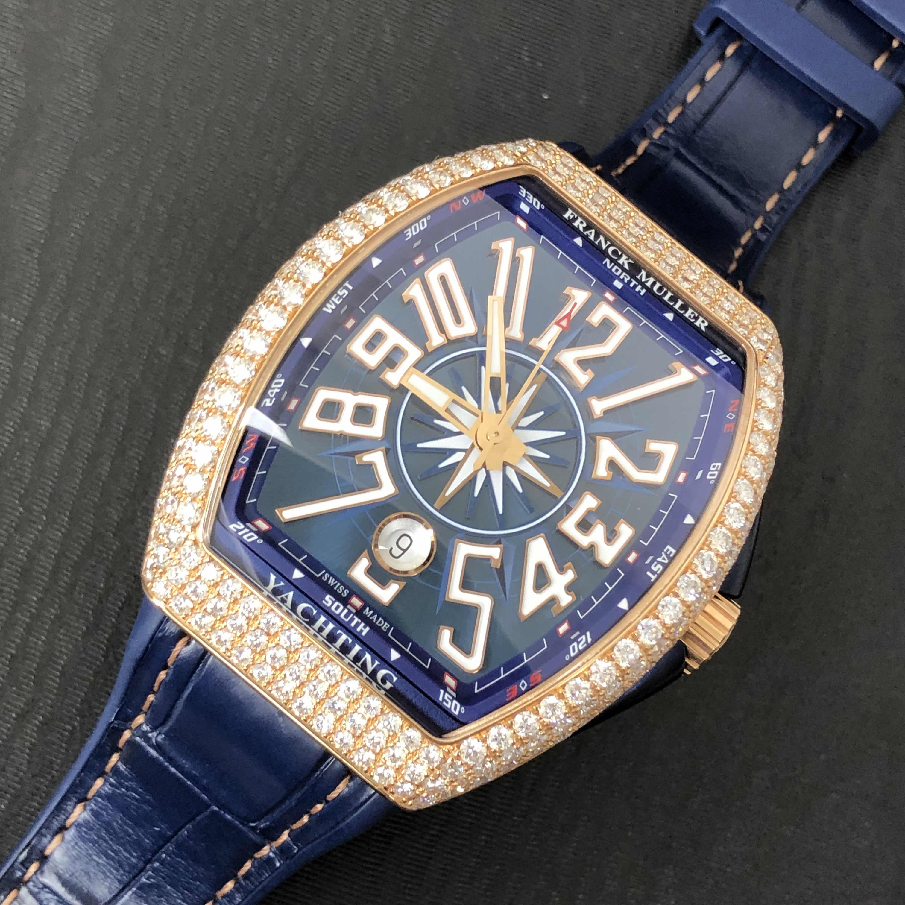 Franck Muller V 41 SC DT D YACHTING (5N.BL) VANGUARD Automatic 18kt Rose Gold & Diamonds
