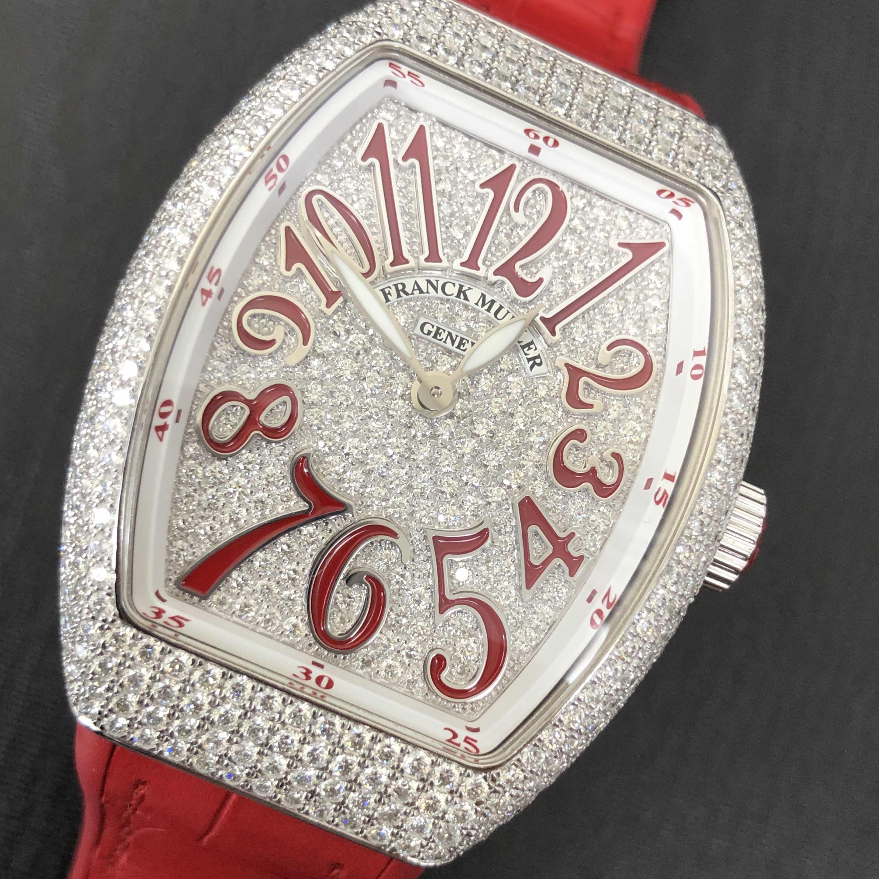 Franck Muller V 35 QZ D CD (AC.RG) VANGUARD Quartz Stainless Steel & Diamonds