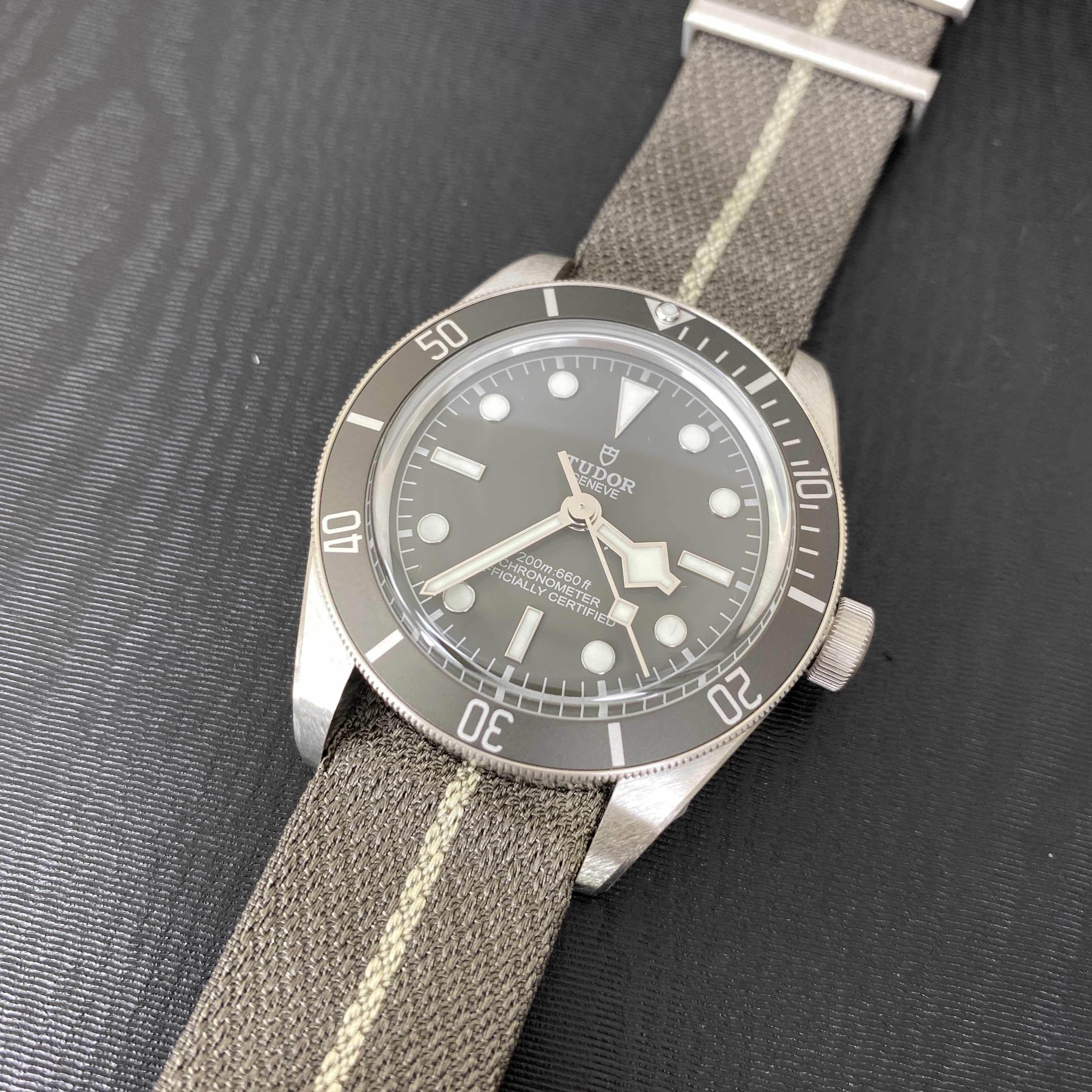 Tudor 79010SG CANVAS STRAP BLACK BAY 1958 Automatic 925 Silver