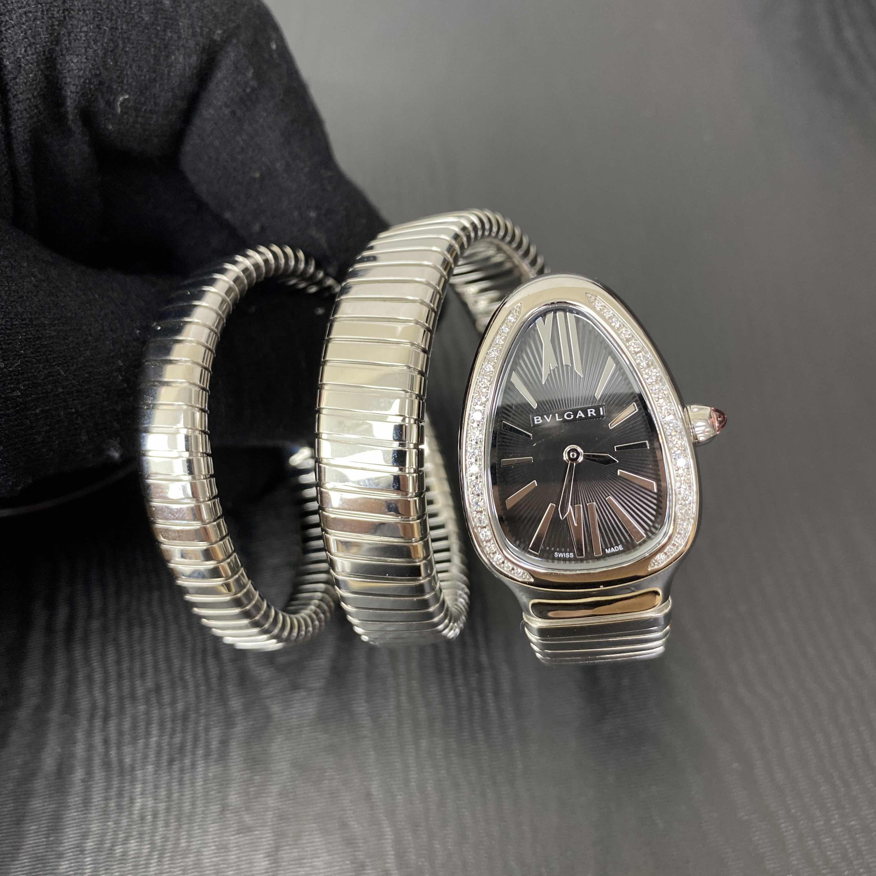 Bulgari SP35BSDS2T SERPENTI TUBOGAS Quartz Stainless Steel & Diamonds