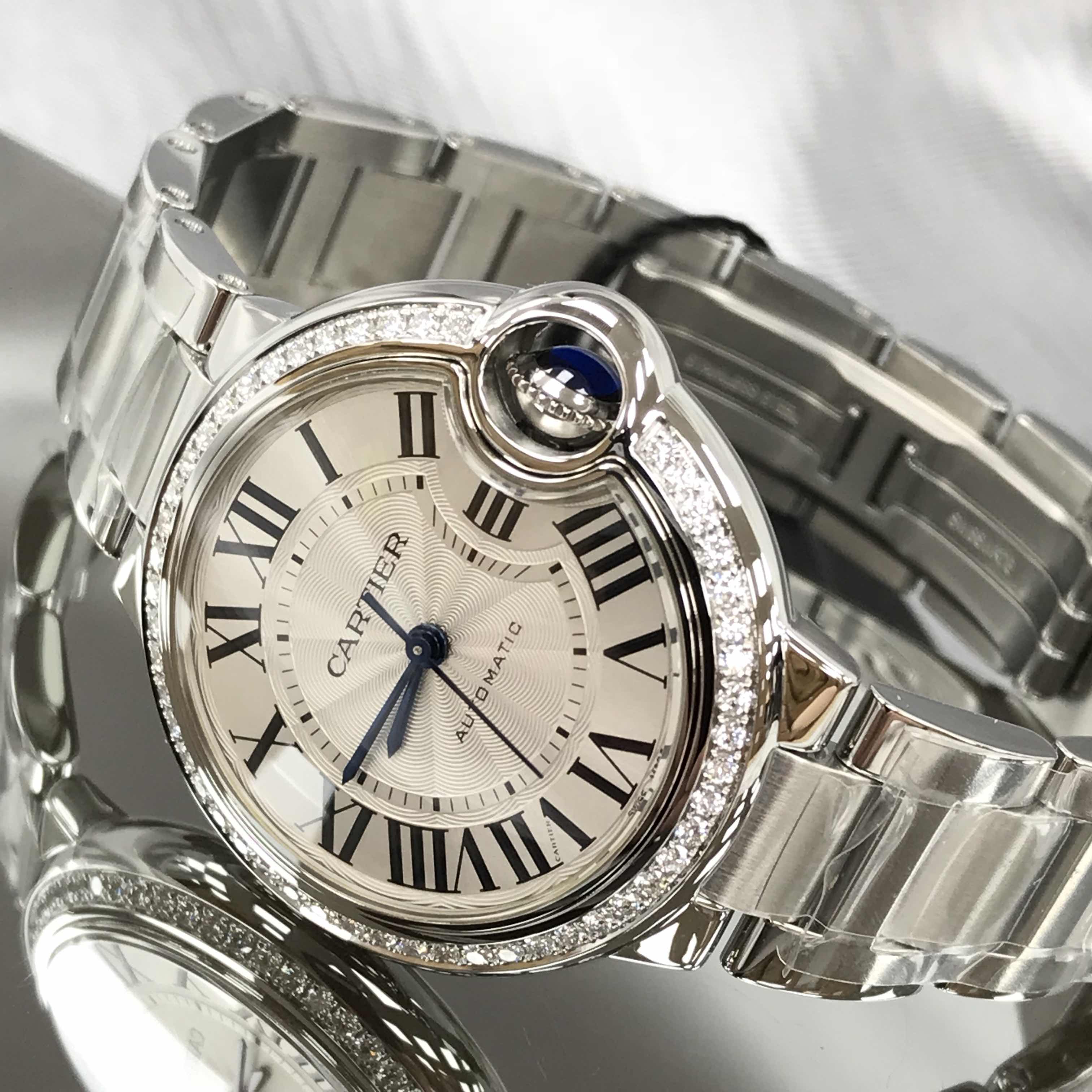 Cartier W4BB0016 BALLON BLEU Automatic Stainless Steel & Diamonds