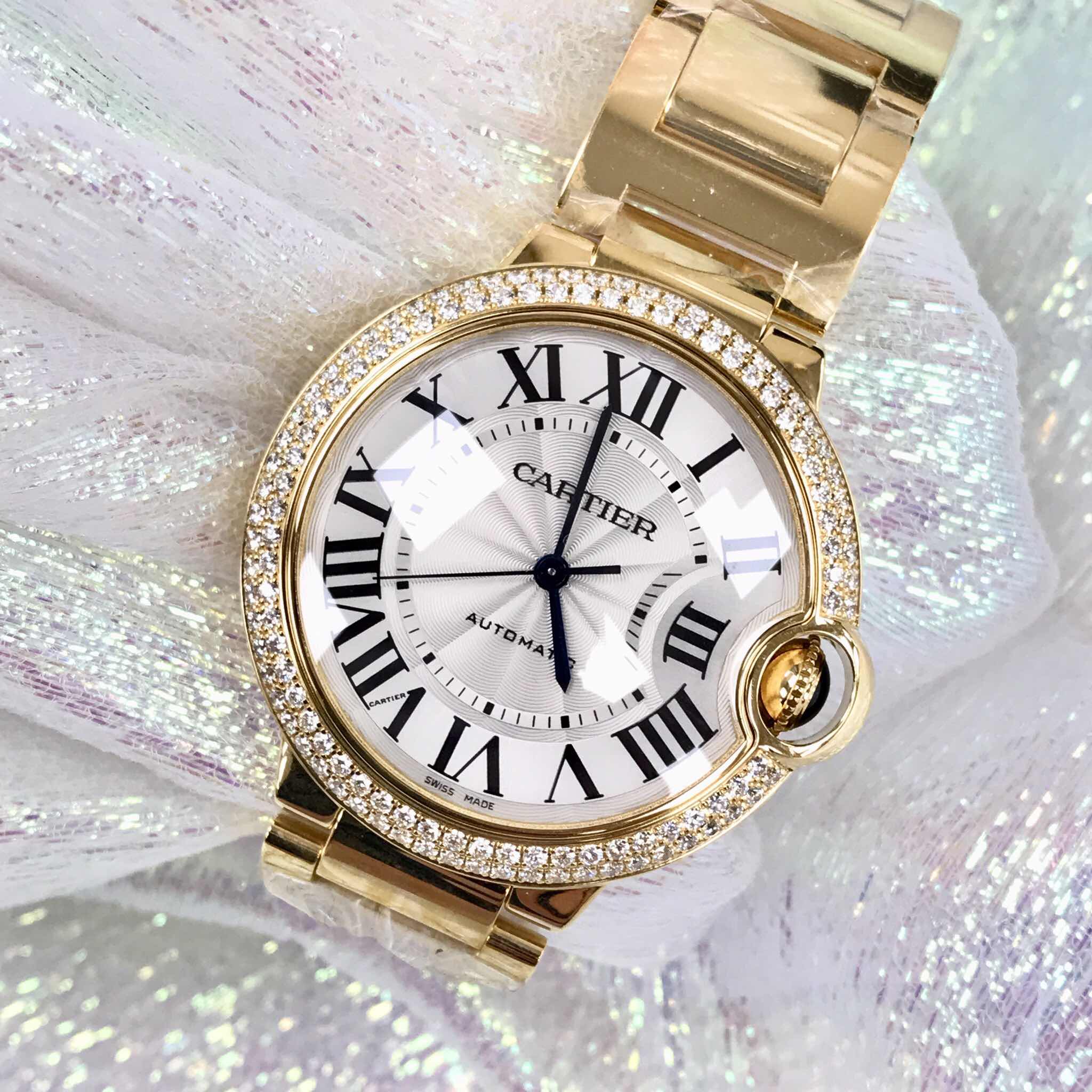 Cartier WE9004Z3 BALLON BLEU Automatic 18kt Gold & Diamond