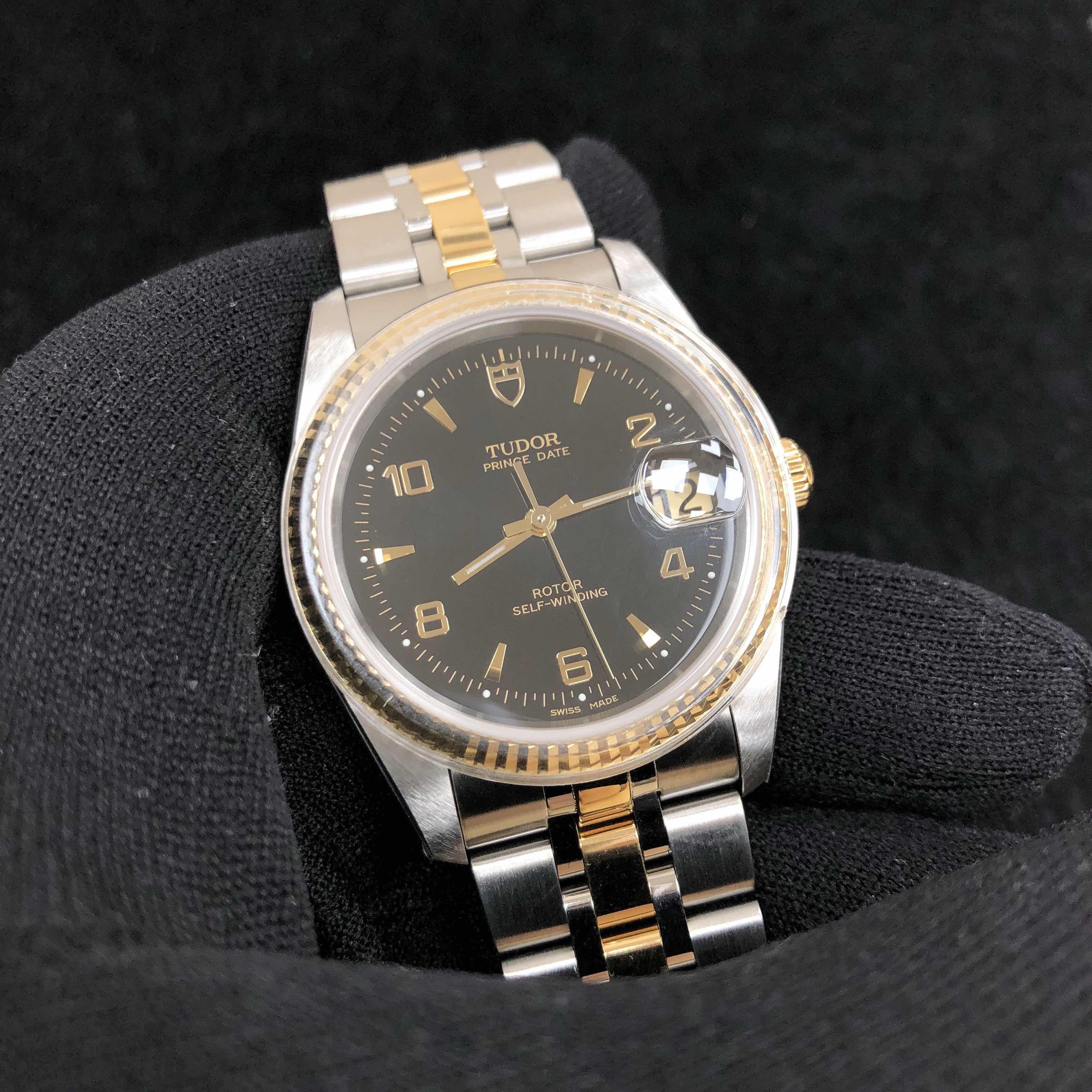 Tudor 74033-62473-26810AR-BK PRICE DATE-DAY Automatic 18kt Gold & Steel