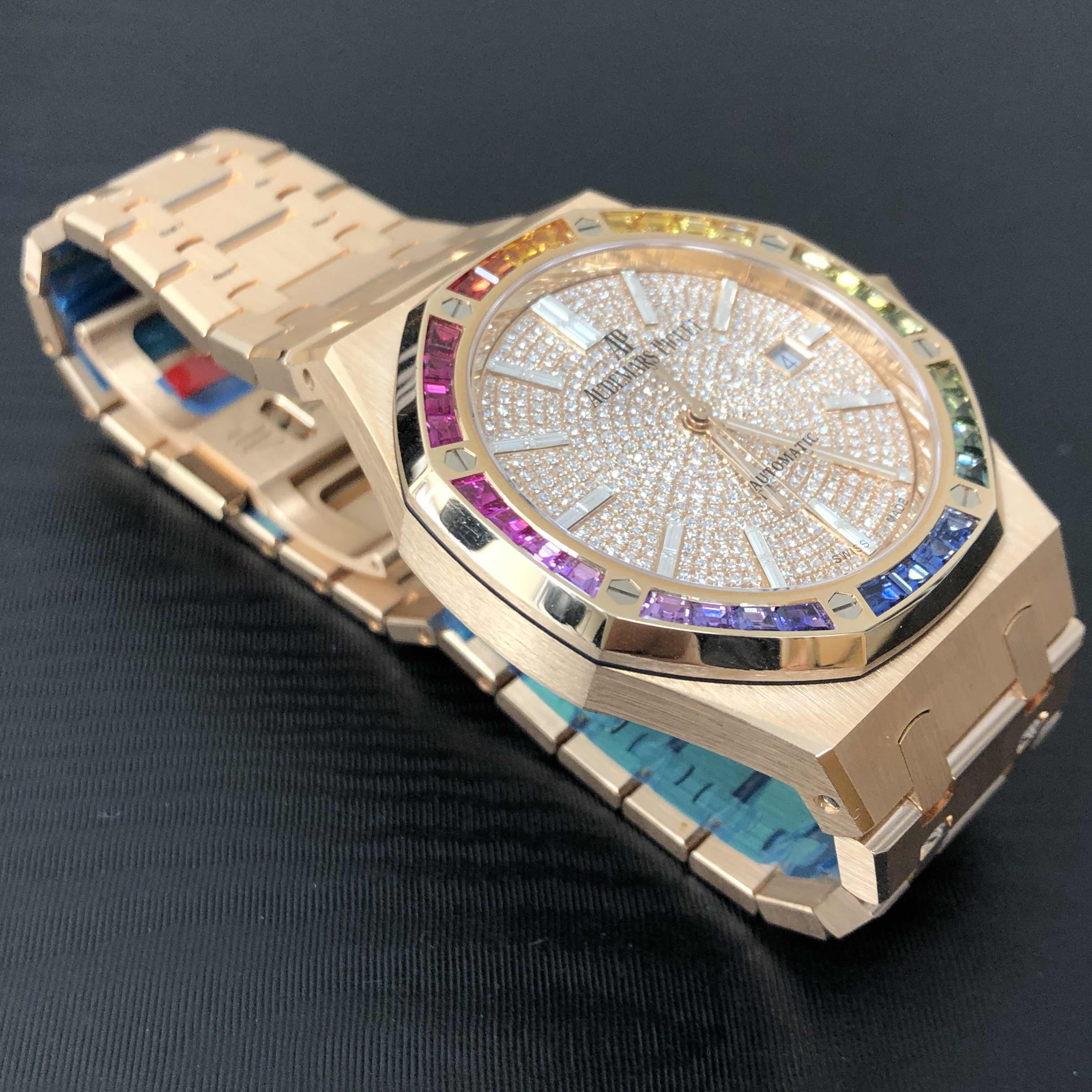Audemars Piguet 15413OR.YY.1220OR.01 ROYAL OAK Automatic 18kt Rose Gold & Sapphire