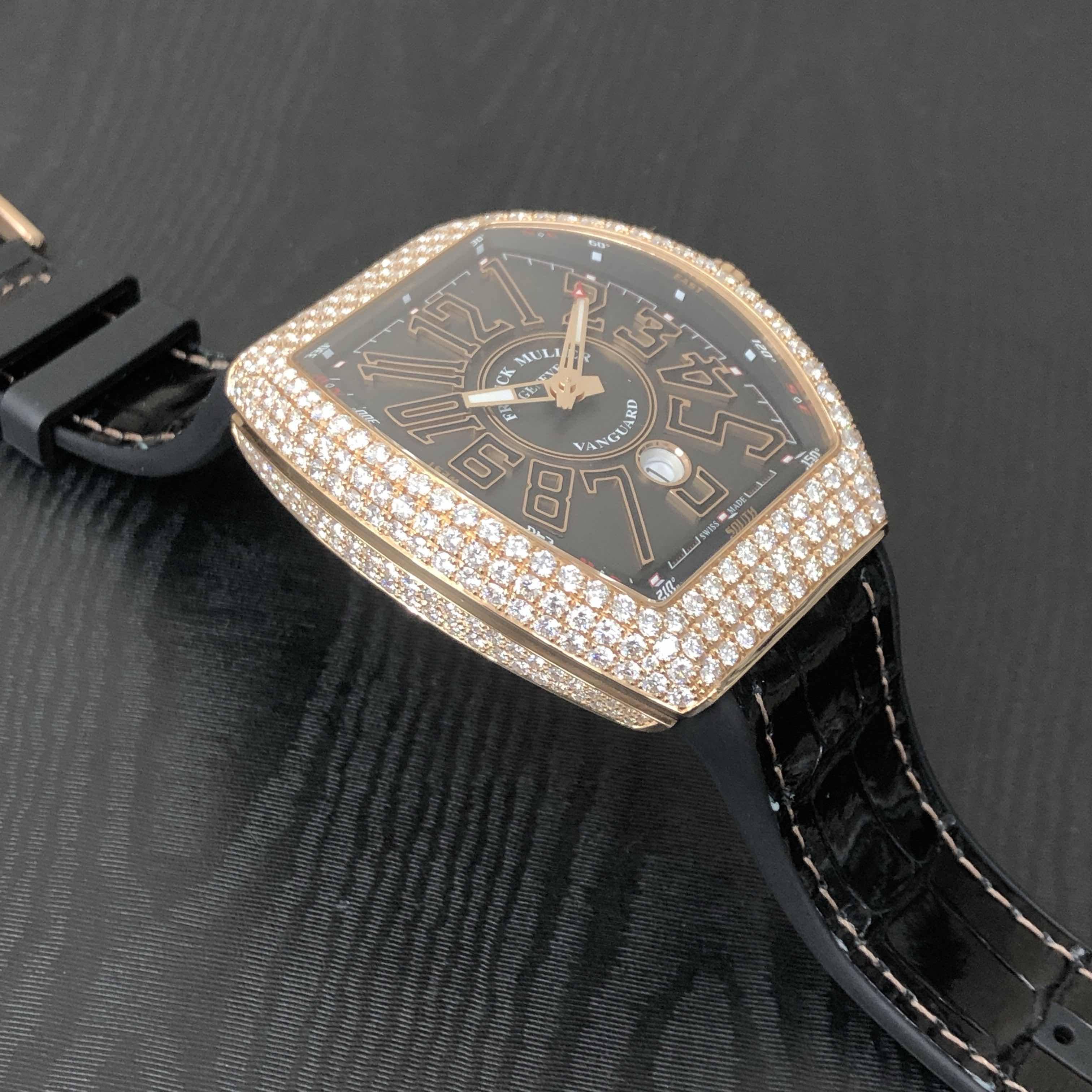 Franck Muller V 45 SC DT D (5N.NR) VANGUARD Automatic 18kt Rose Gold & Diamonds