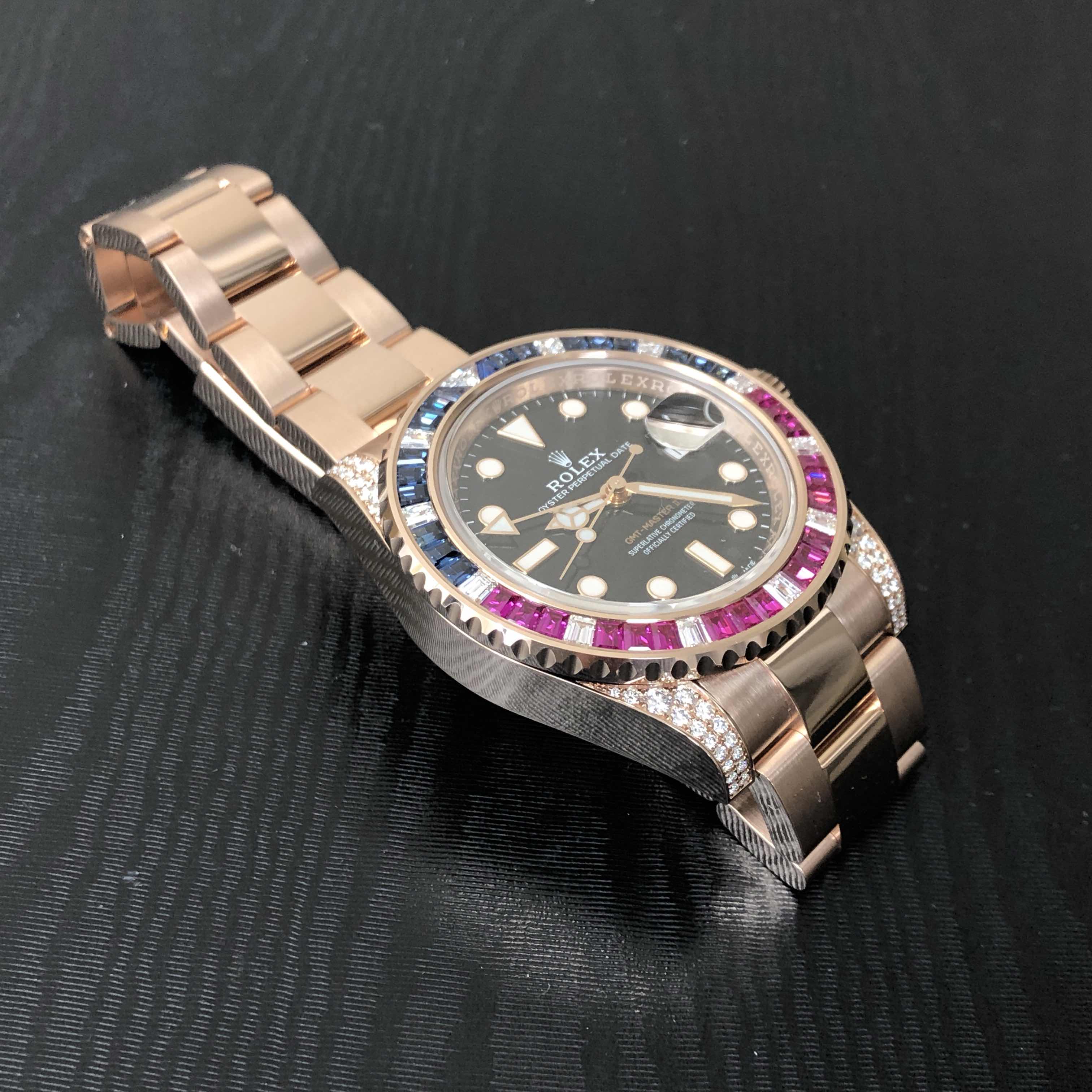 Rolex 126755SARU-0003 GMT-MASTER II Automatic 18kt Rose Gold & Diamonds