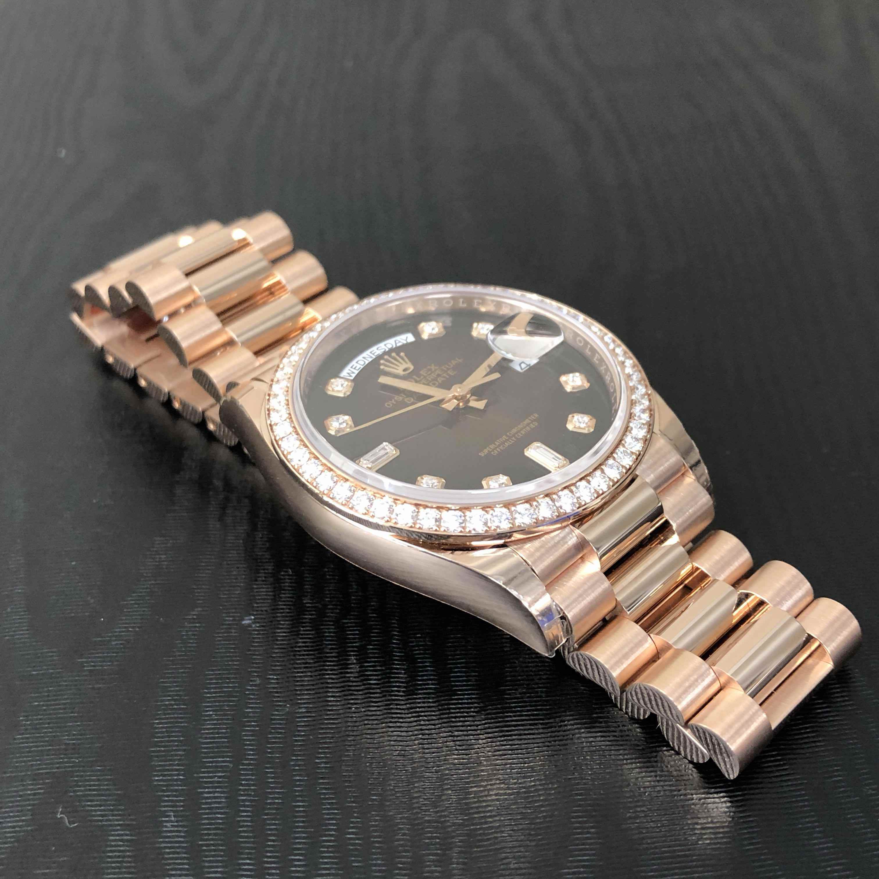 Rolex 128345RBR-0040 DAY-DATE Automatic 18kt Rose Gold & Diamonds