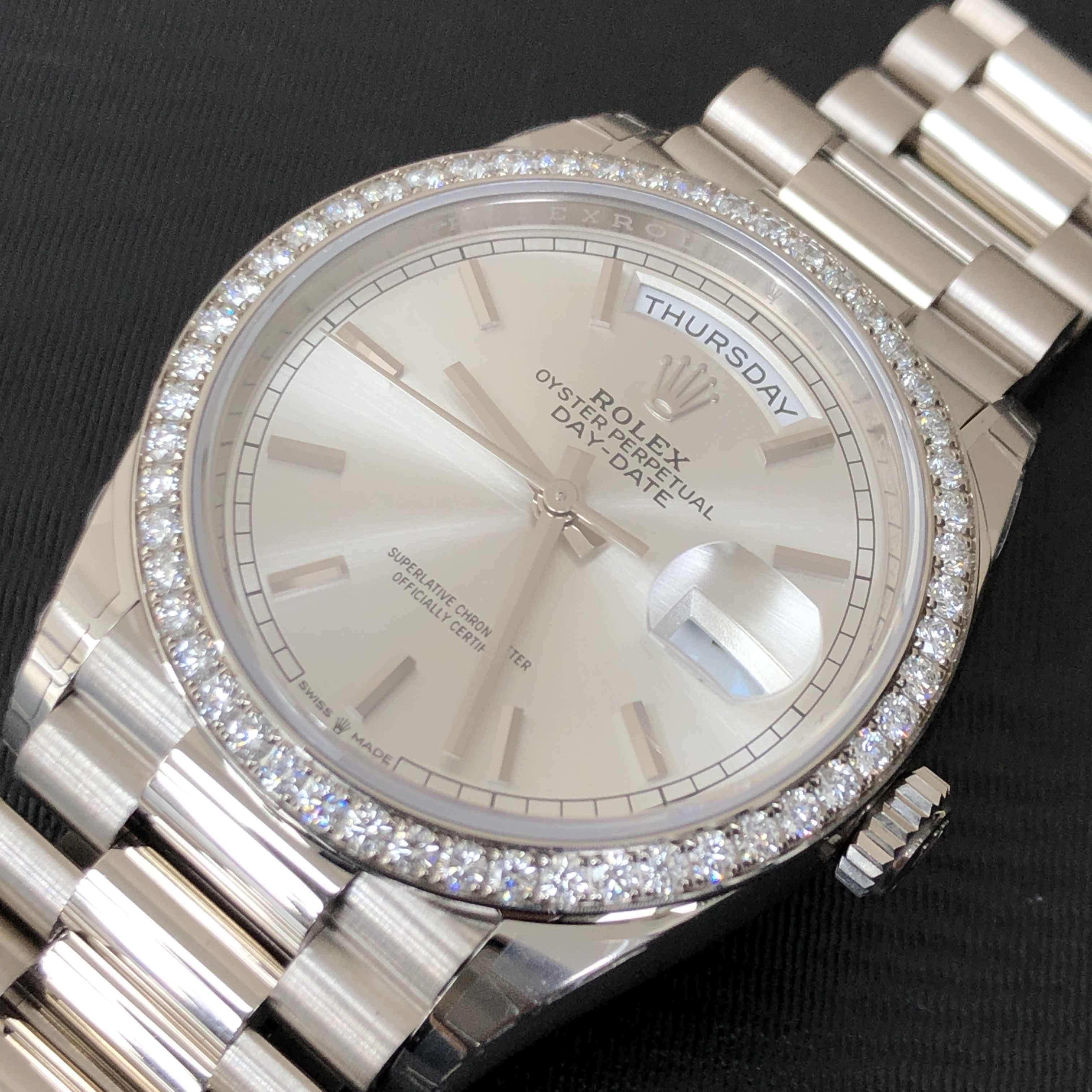 Rolex 128349RBR-0001 DAY-DATE Automatic 18kt White Gold & Diamond