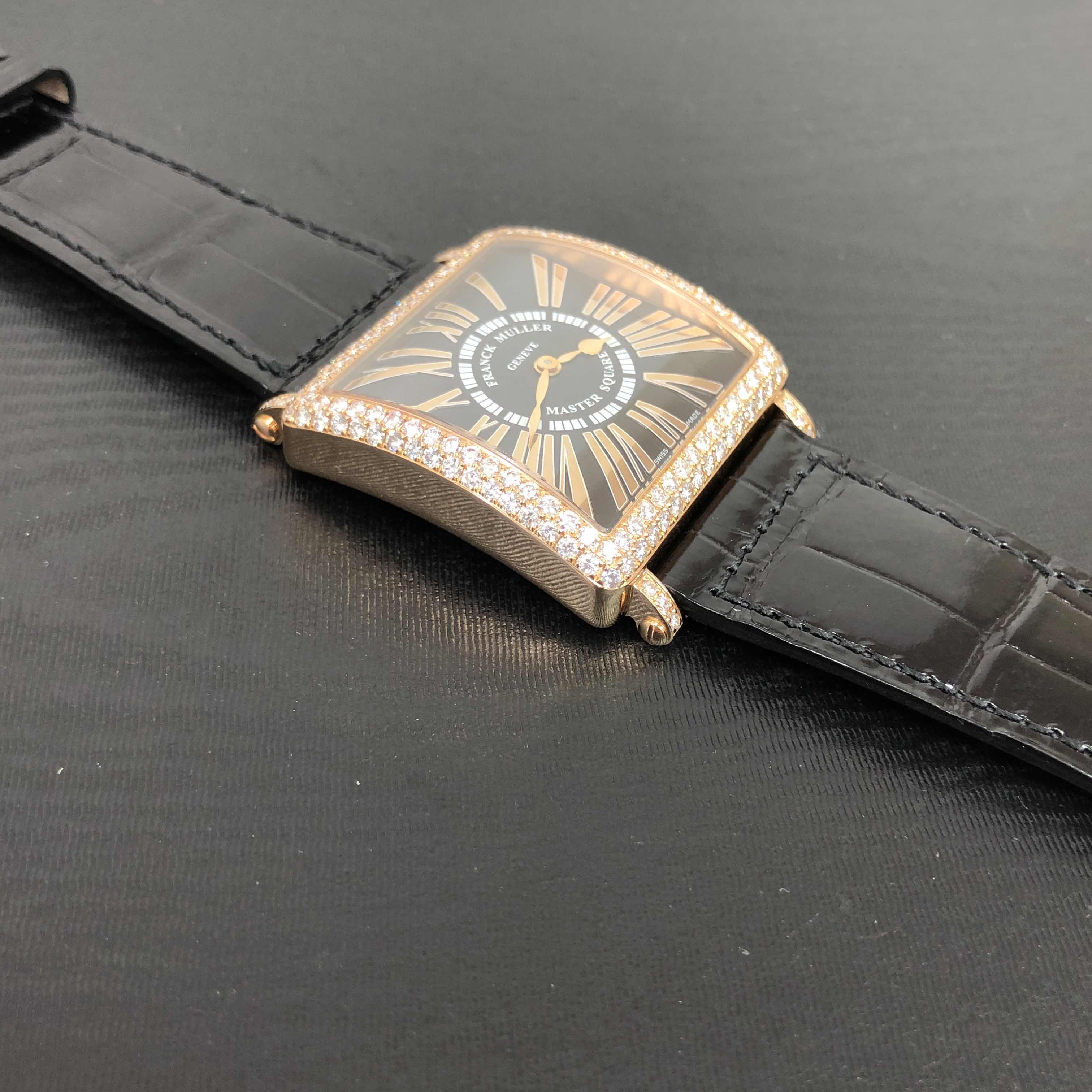 Franck Muller 6002 M QZ REL D (5N)-BK MASTER SQUARE Quartz 18kt Rose Gold & Diamonds