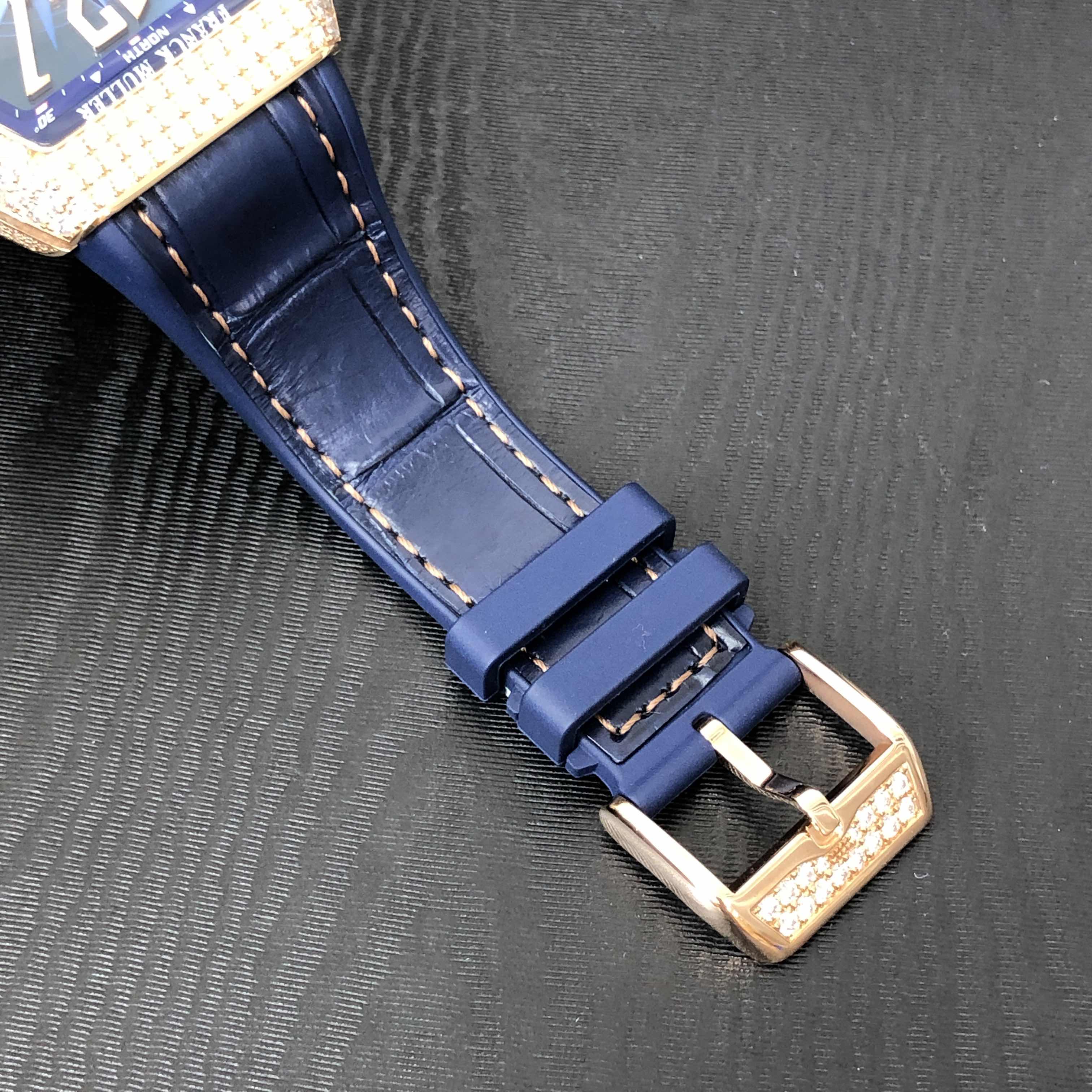 Franck Muller V 41 SC DT D YACHTING (5N.BL) VANGUARD Automatic 18kt Rose Gold & Diamonds