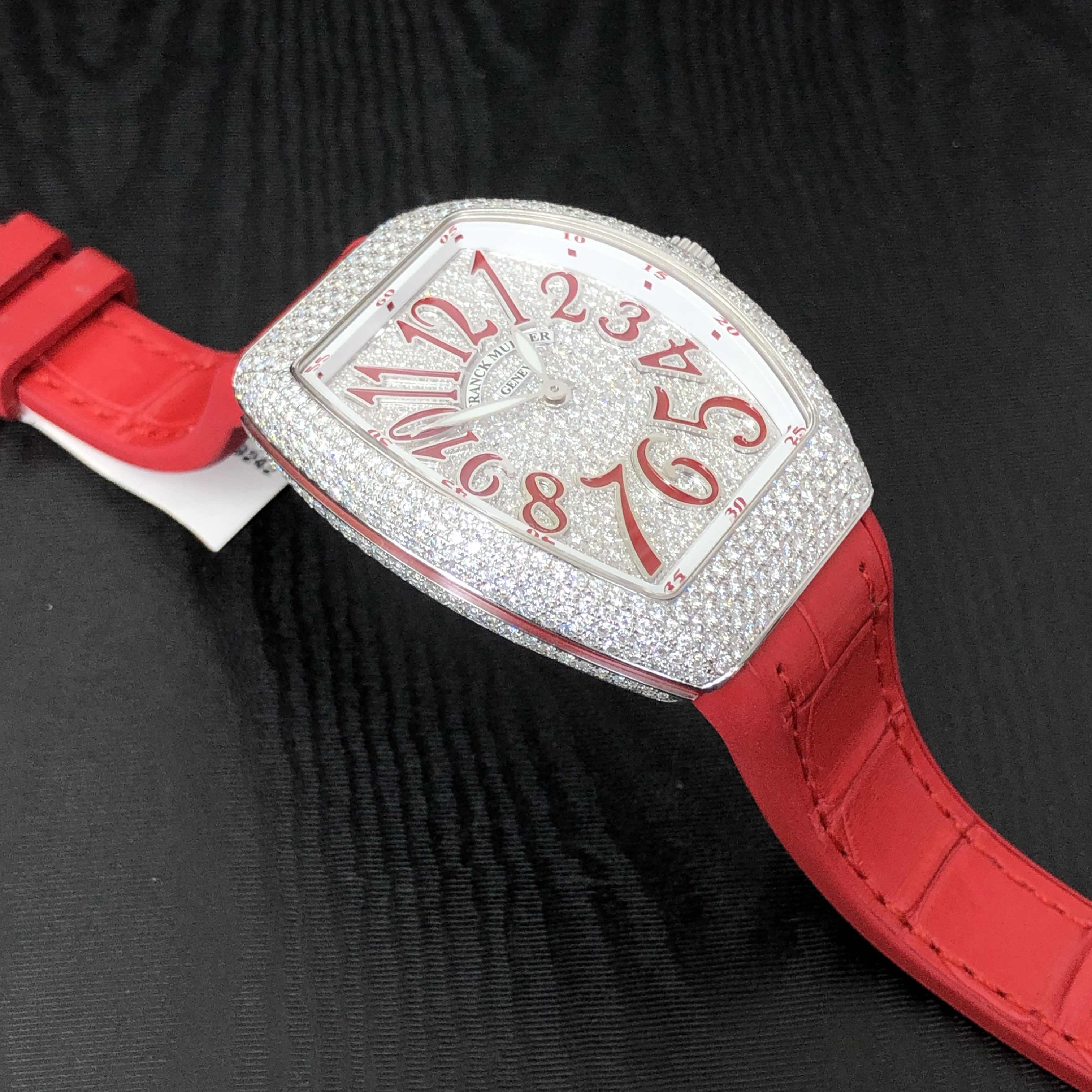 Franck Muller V 35 QZ D CD (AC.RG) VANGUARD Quartz Stainless Steel & Diamonds