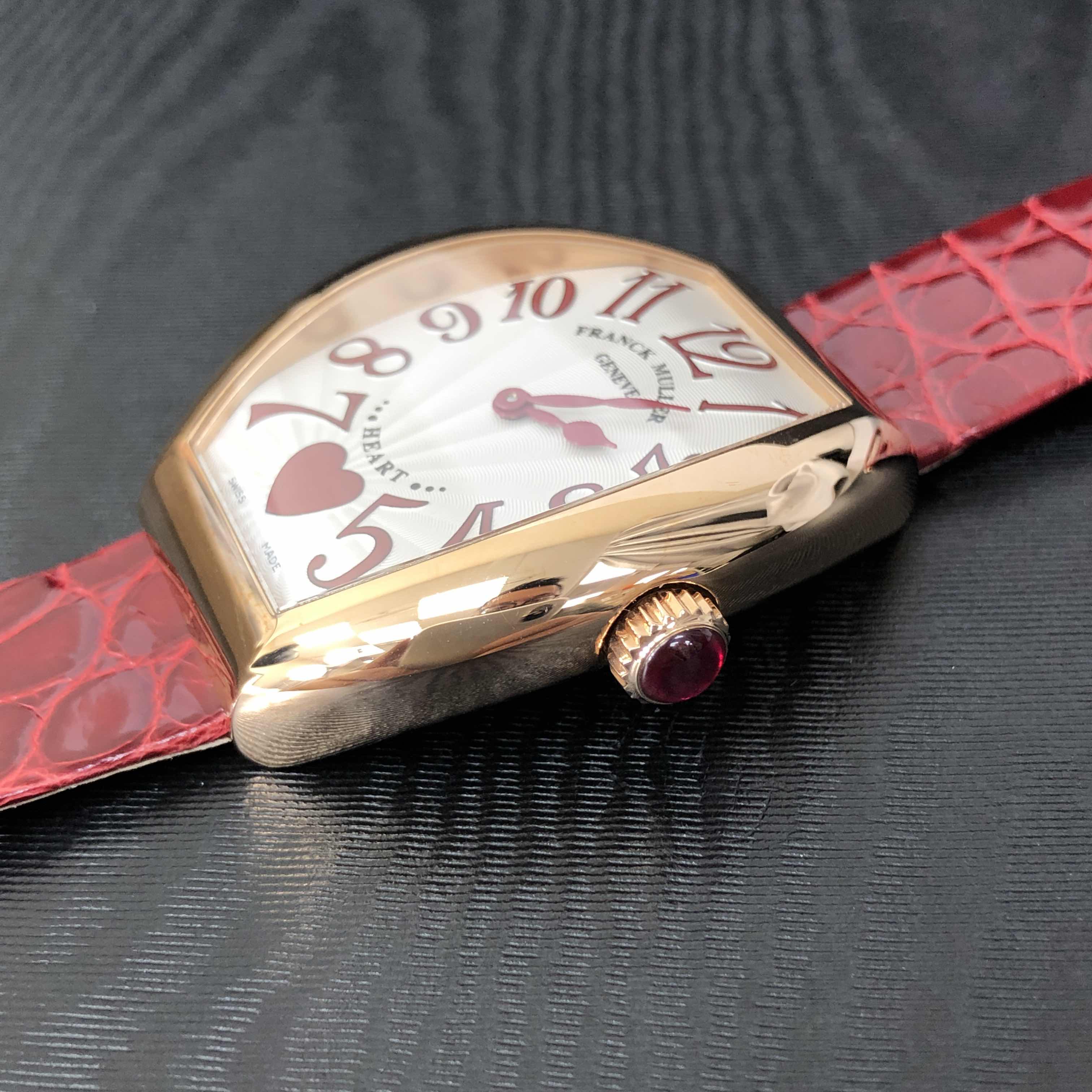 Franck Muller 5002 M QZ C 6H (5N)-RED STRAP HEART Quartz 18kt Rose Gold